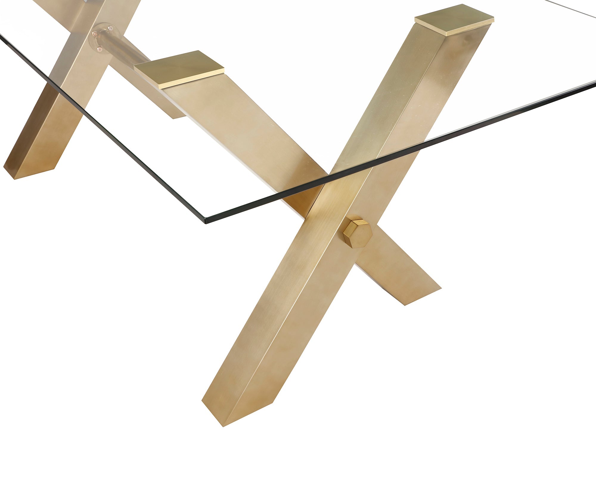 Zaha Dining Table - Clear Glass/Brushed Brass