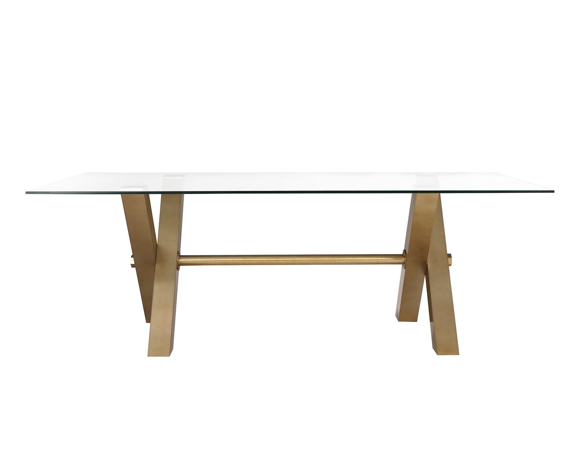 Zaha Dining Table - Clear Glass/Brushed Brass