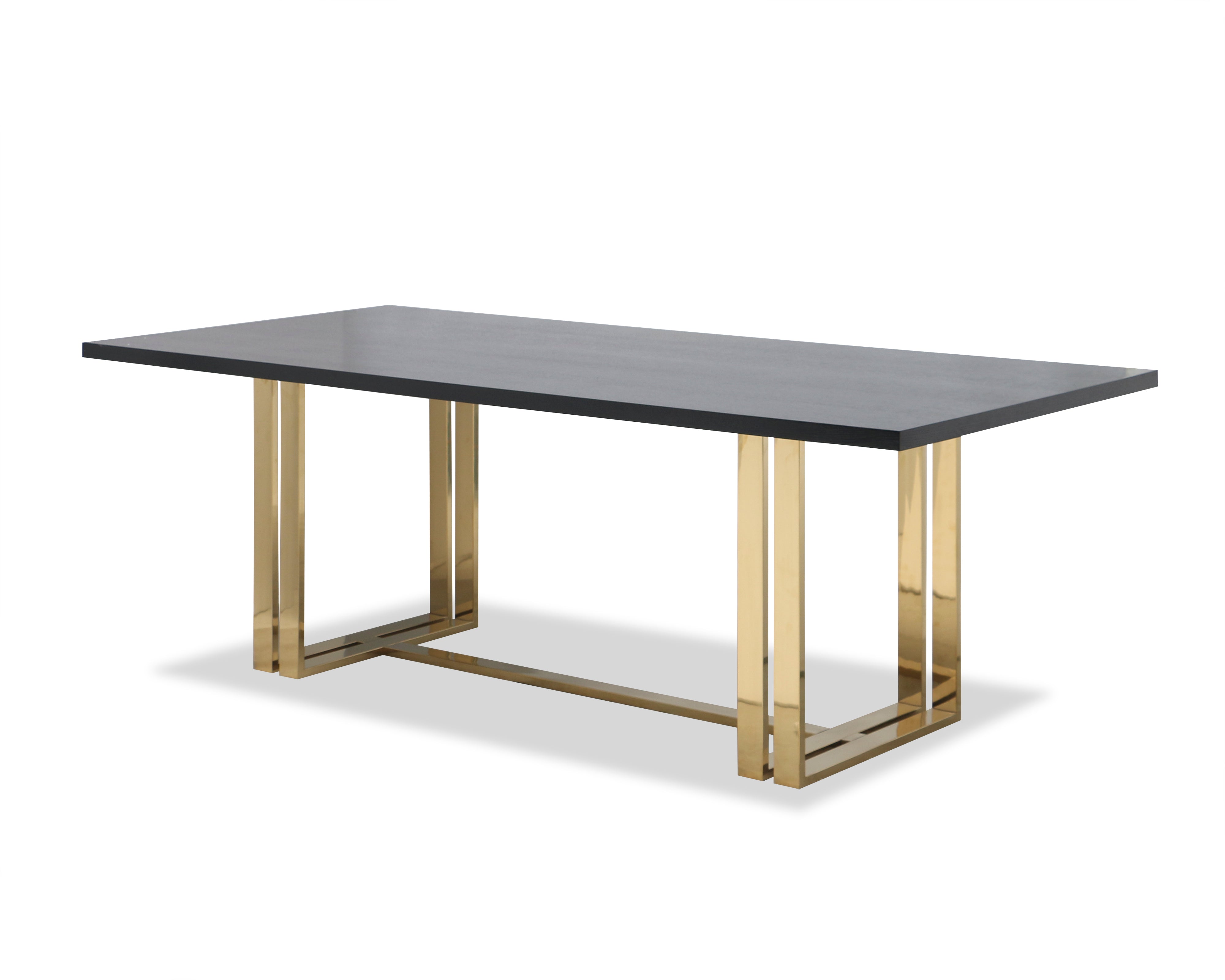 Lennox Dining Table - Black Ash Veneer/Polished Brass