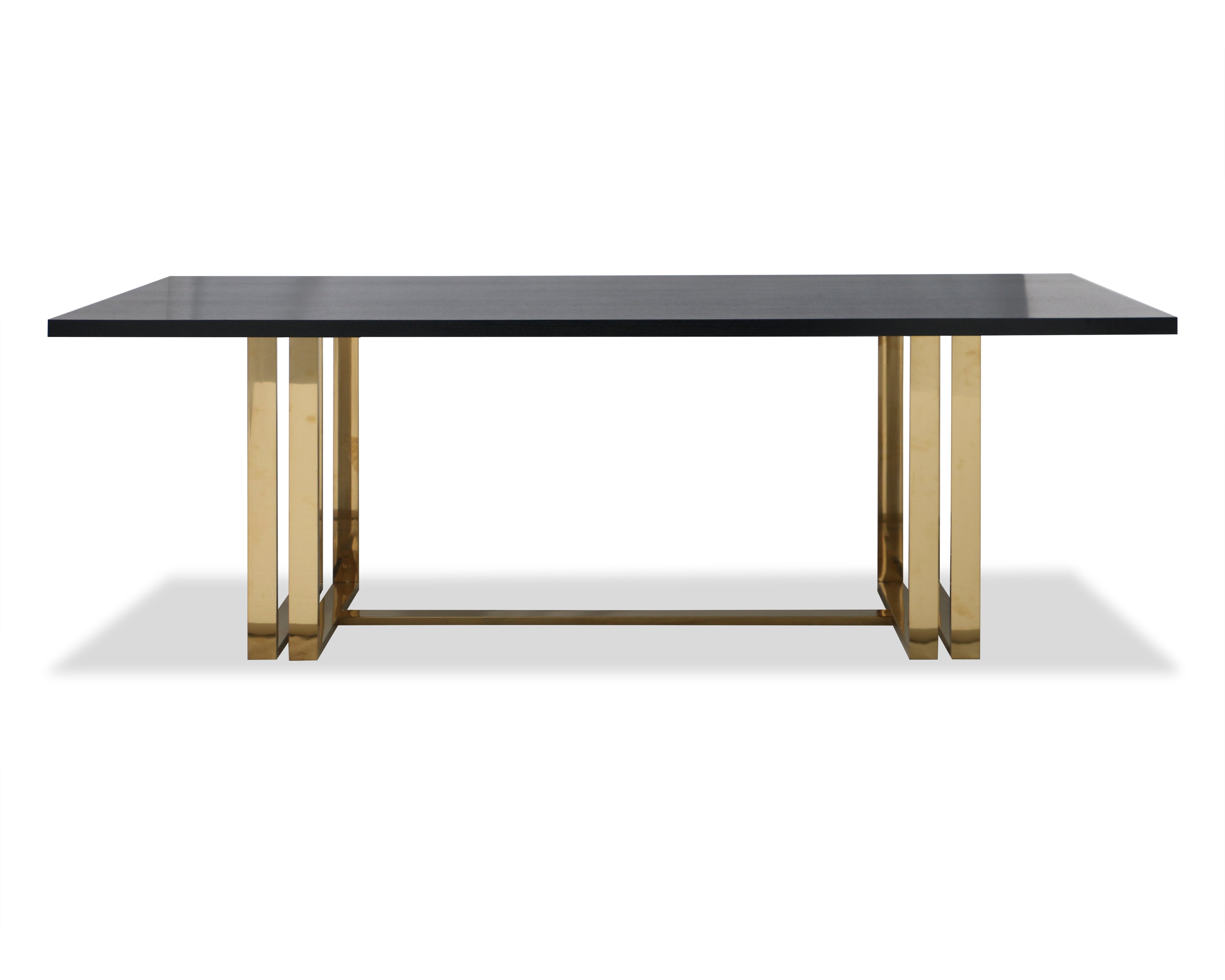 Lennox Dining Table - Black Ash Veneer/Polished Brass