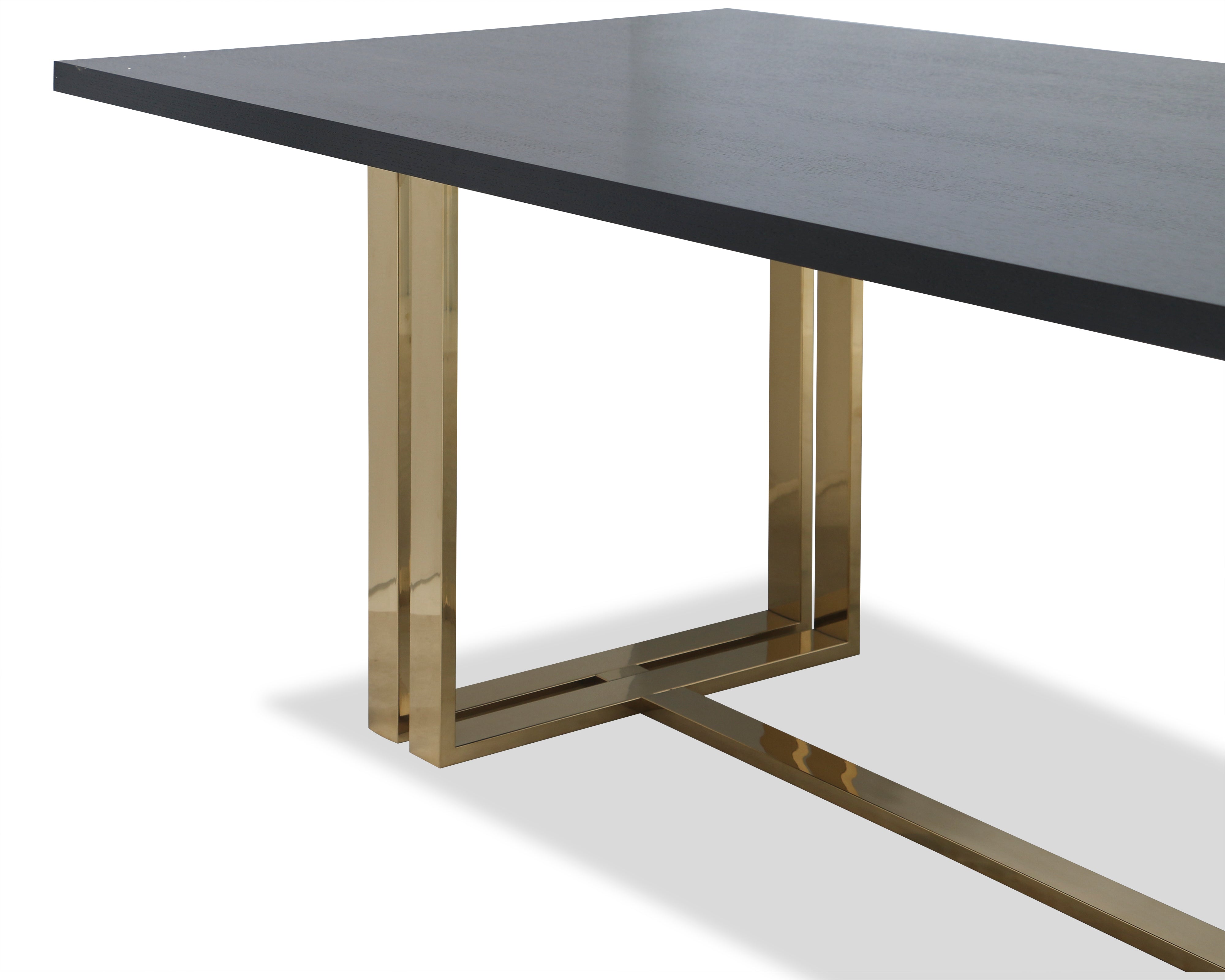 Lennox Dining Table - Black Ash Veneer/Polished Brass