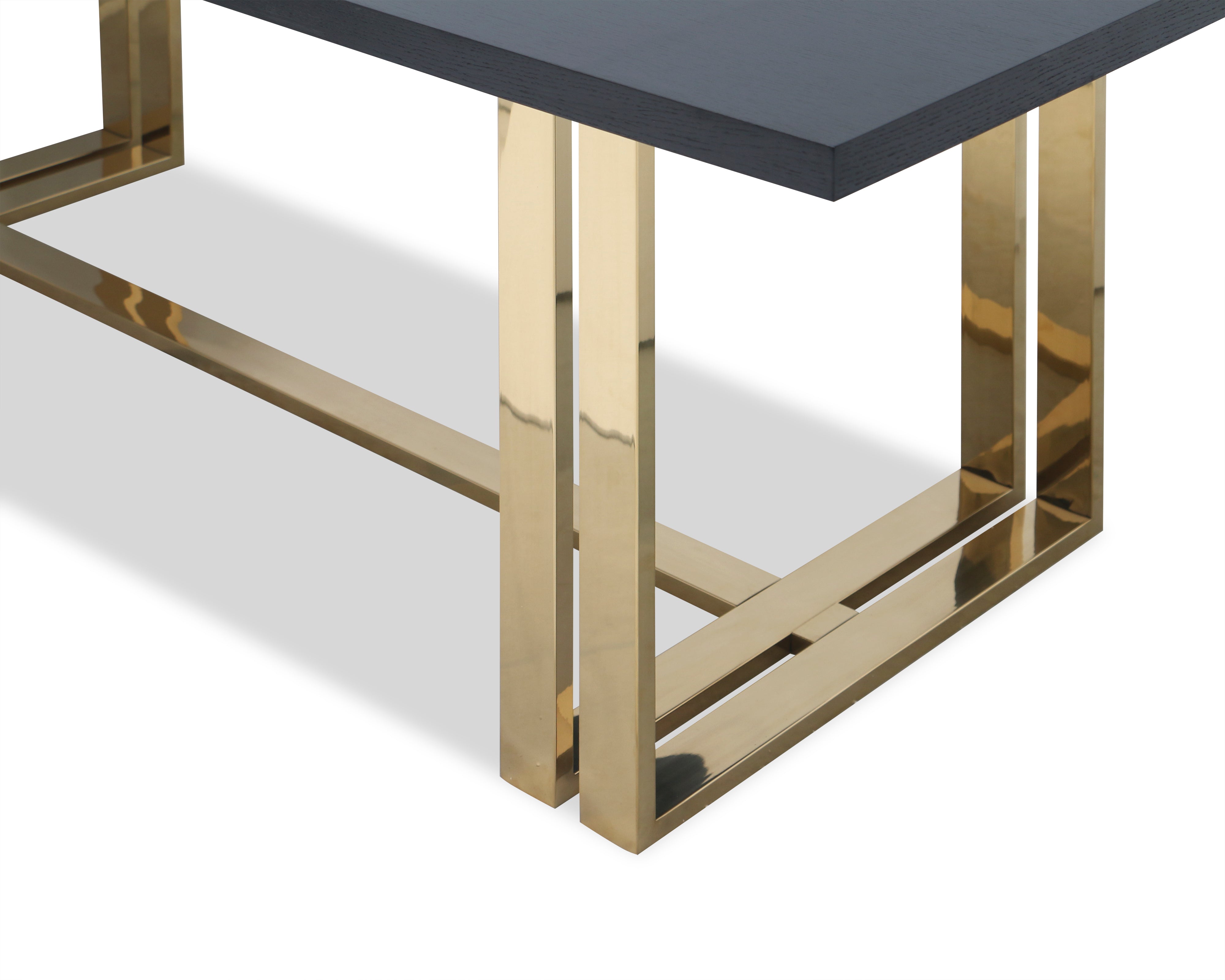 Lennox Dining Table - Black Ash Veneer/Polished Brass