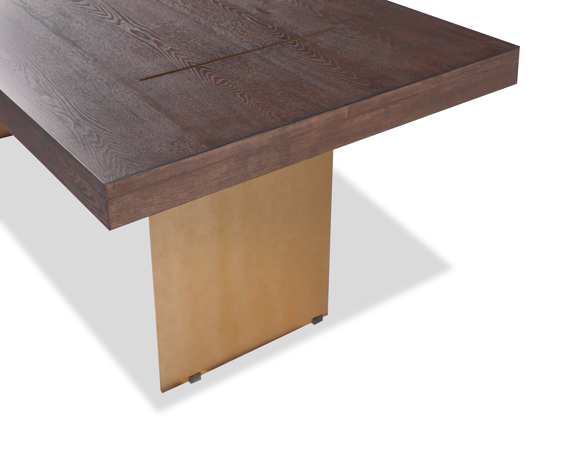 Unma Dining Table - Dark Brown Ash/Dark Brass