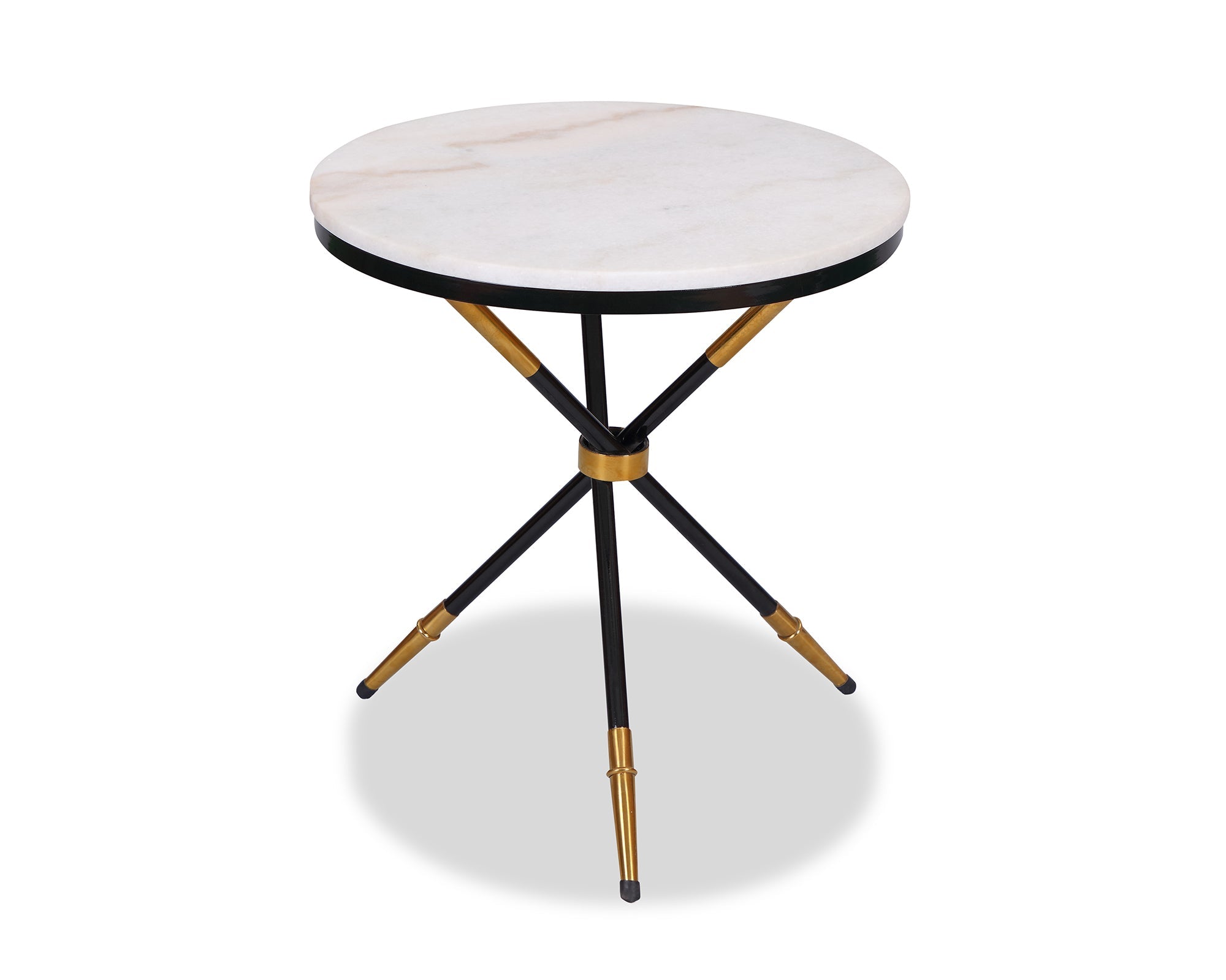 Eton Side Table - White Marble/Black High Gloss Metal