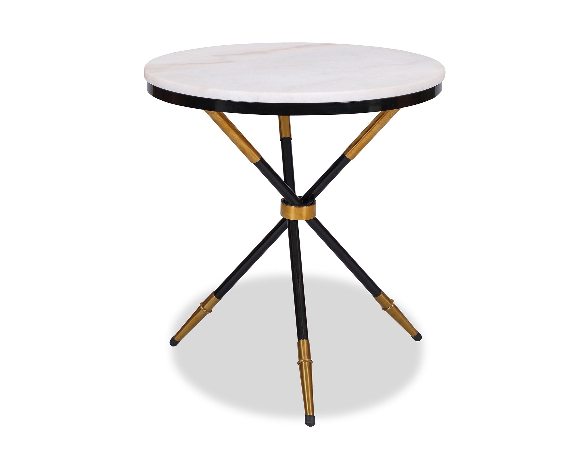 Eton Side Table - White Marble/Black High Gloss Metal