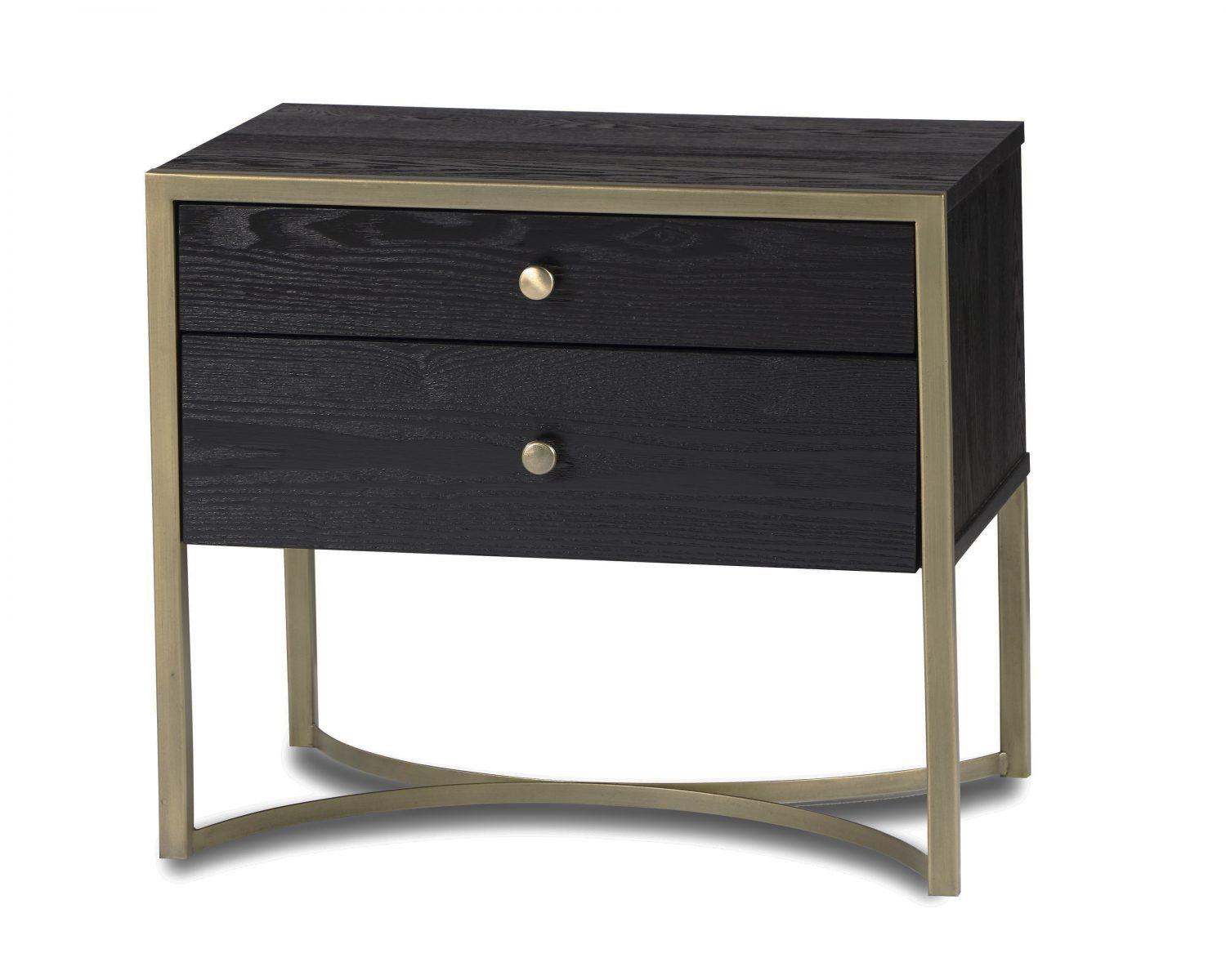 Rivoli Bedside Table - Black Ash Veneer/Brass Painted