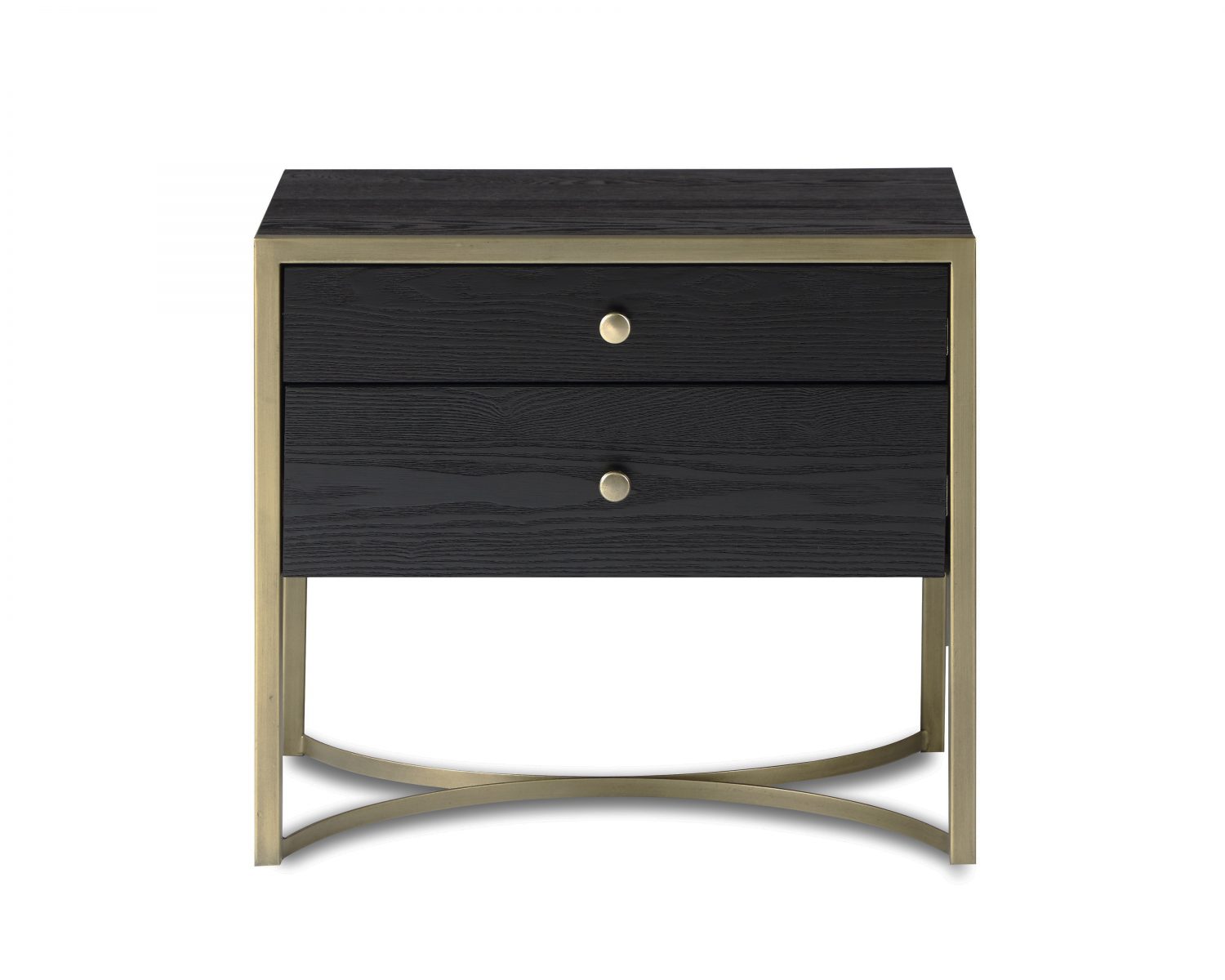 Rivoli Bedside Table - Black Ash Veneer/Brass Painted