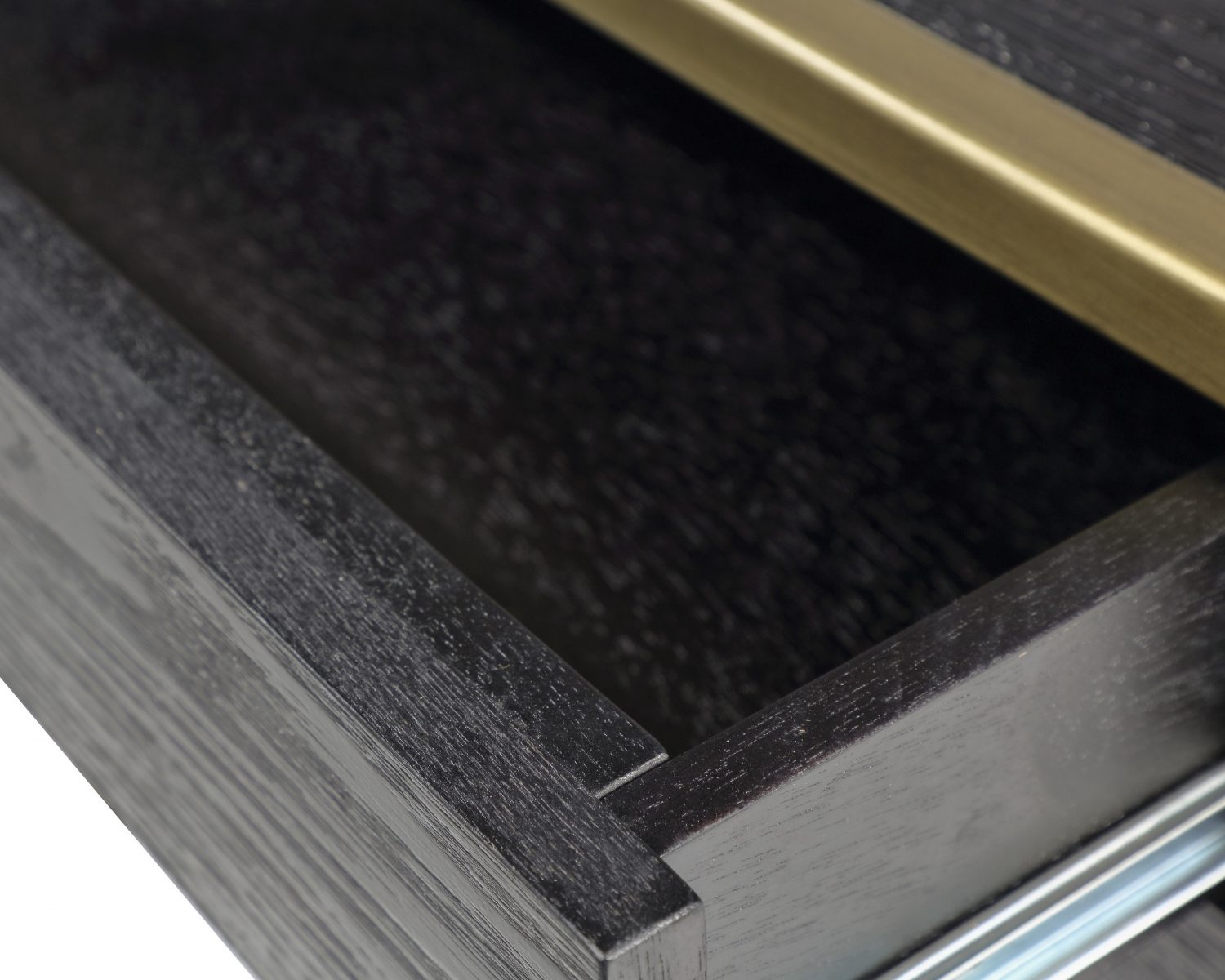 Rivoli Bedside Table - Black Ash Veneer/Brass Painted