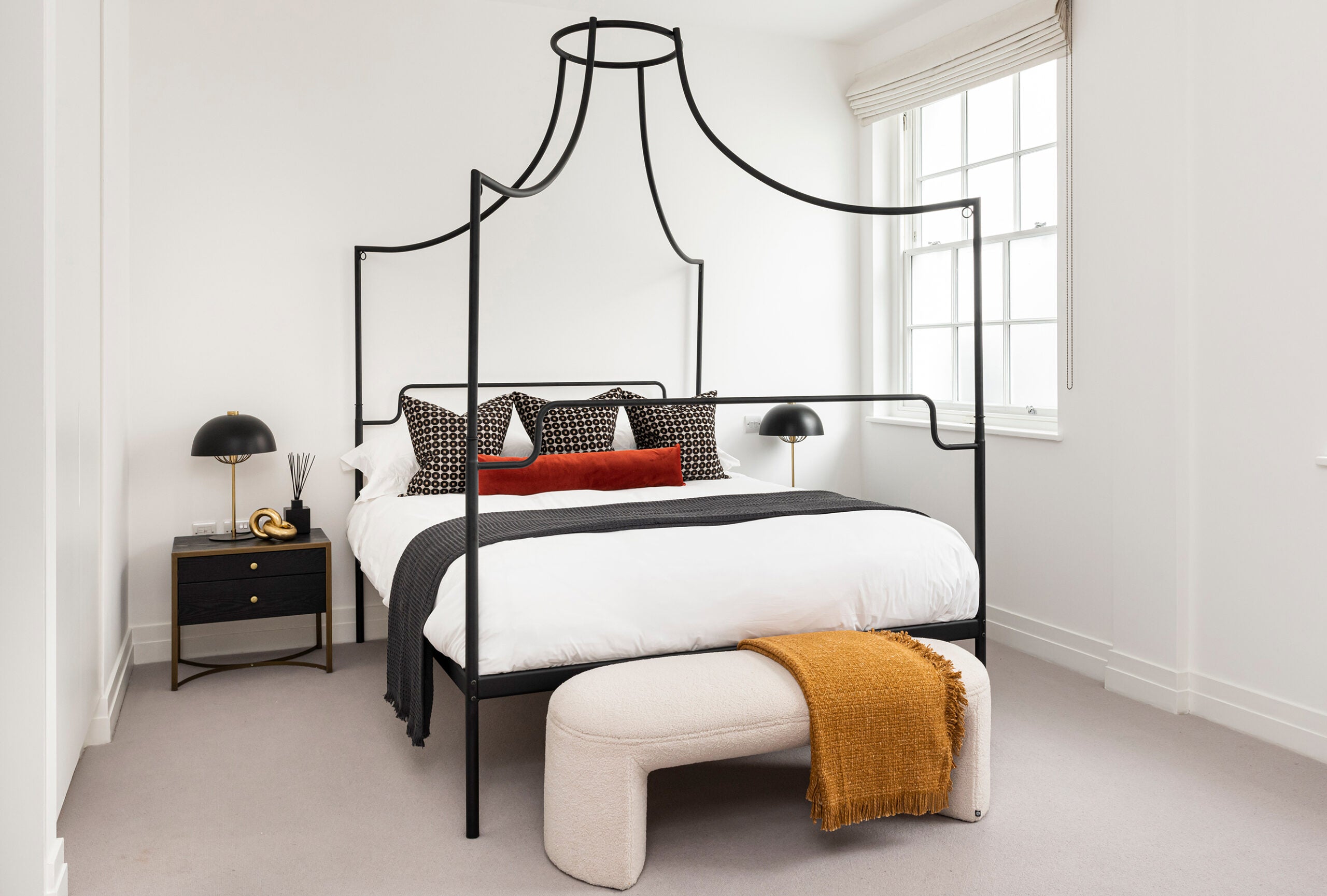 Rivoli Bedside Table - Black Ash Veneer/Brass Painted