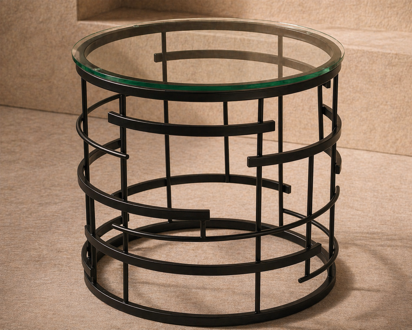 Viena Side Table - Clear Glass/Black