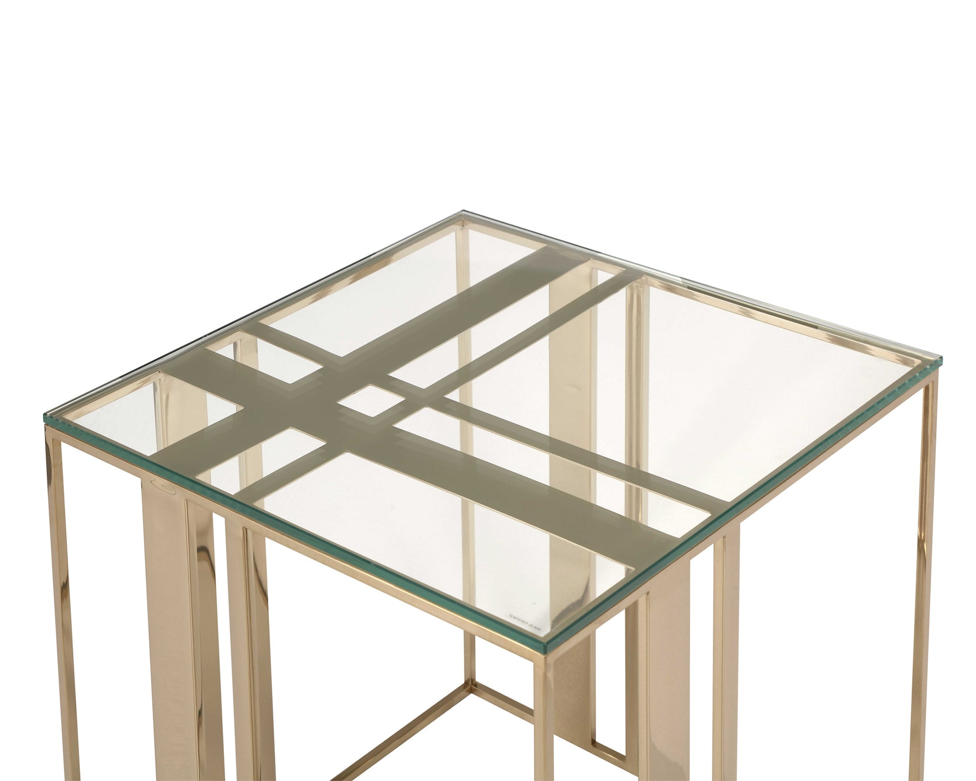 Lafayette Side Table - Glass/Polished Brass