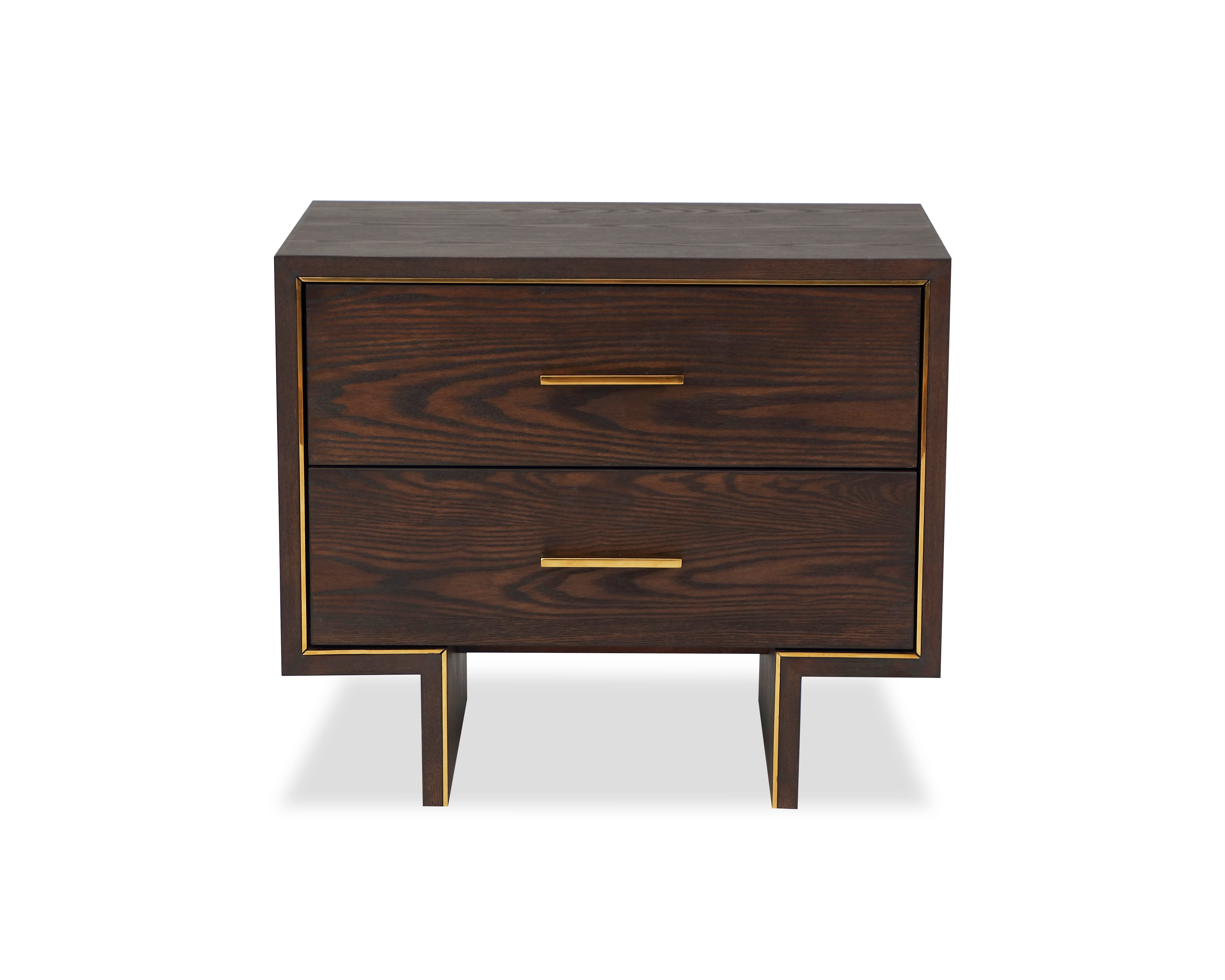 Tigur Bedside Table - Dark Brown/Polished Brass
