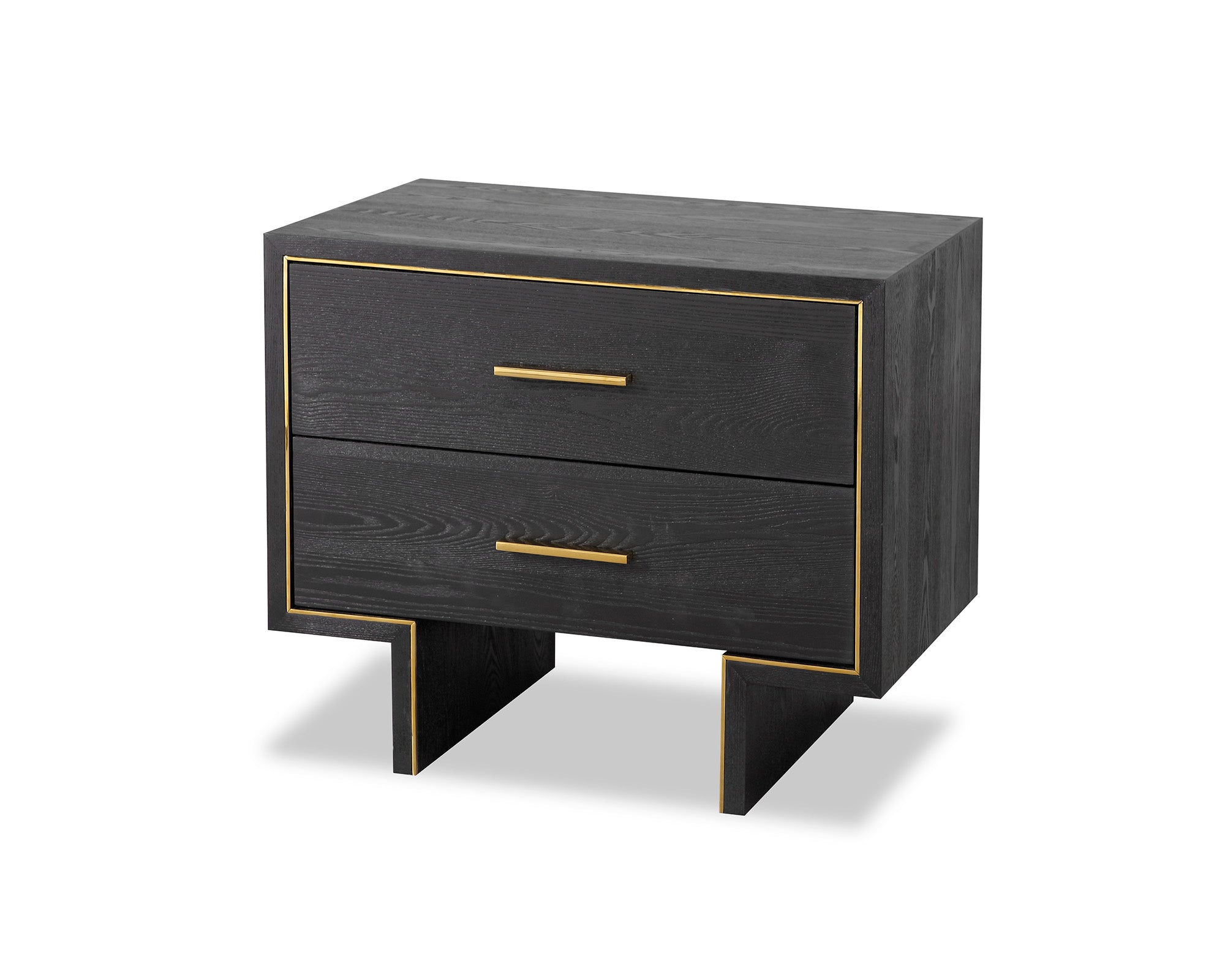 Tigur Bedside Table - Black Ash Veneer/Polished Brass
