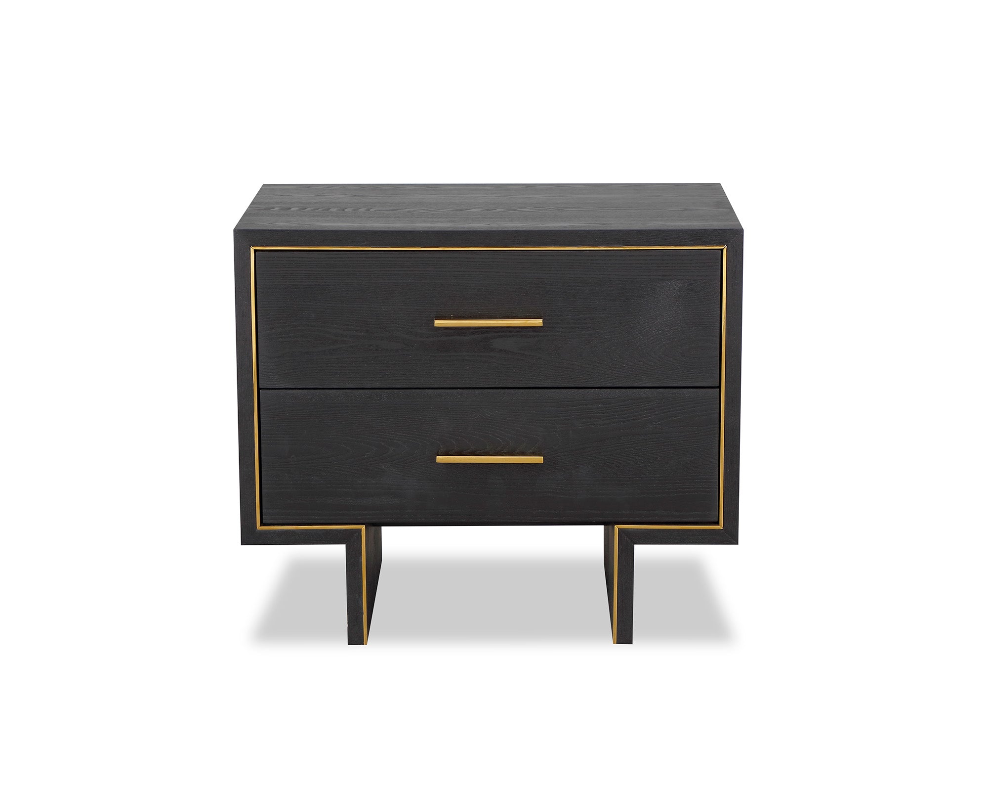 Tigur Bedside Table - Black Ash Veneer/Polished Brass