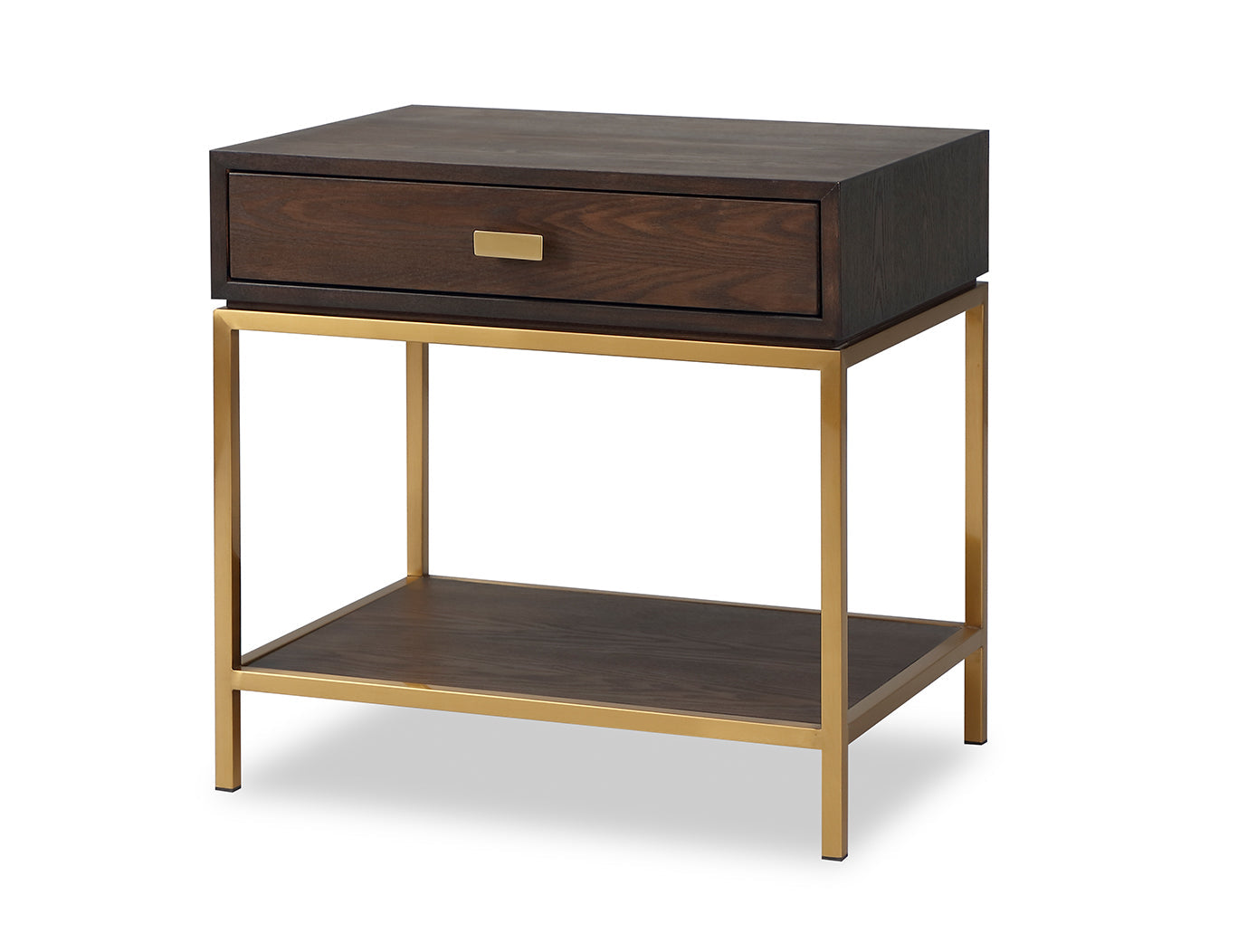 Levi Bedside Table - Dark Brown/Brushed Brass