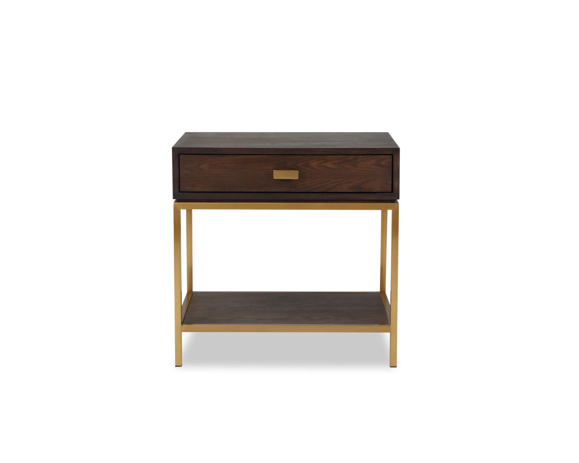 Levi Bedside Table - Dark Brown/Brushed Brass