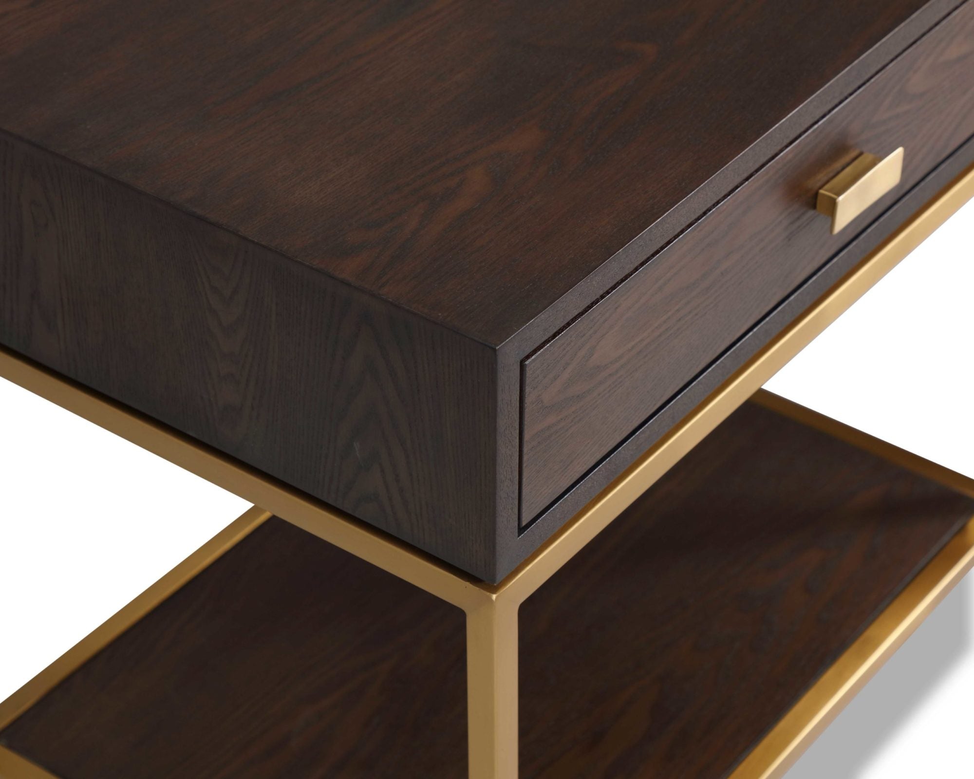 Levi Bedside Table - Dark Brown/Brushed Brass