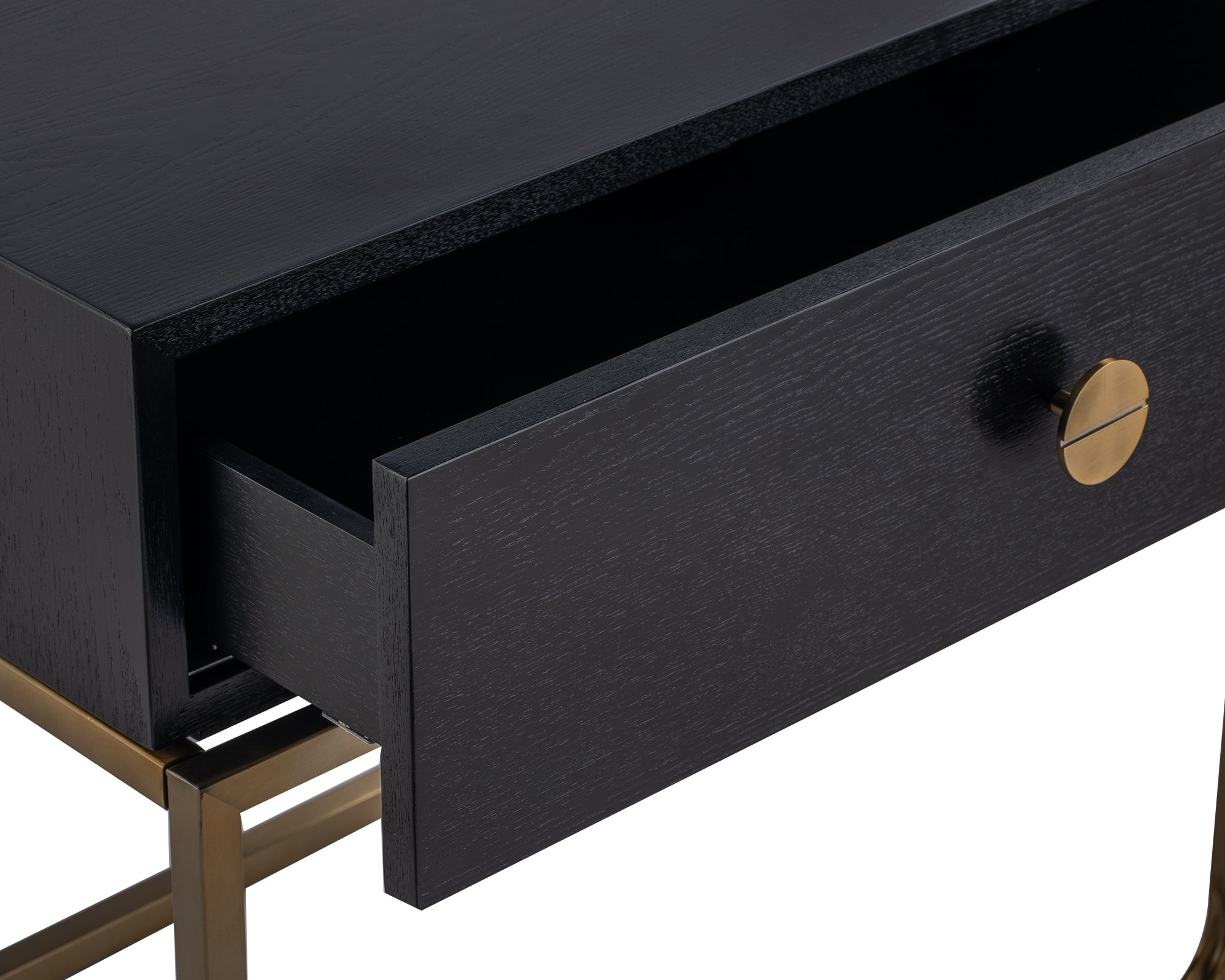 Rhapsody Bedside Table - Black Ash/Brushed Brass