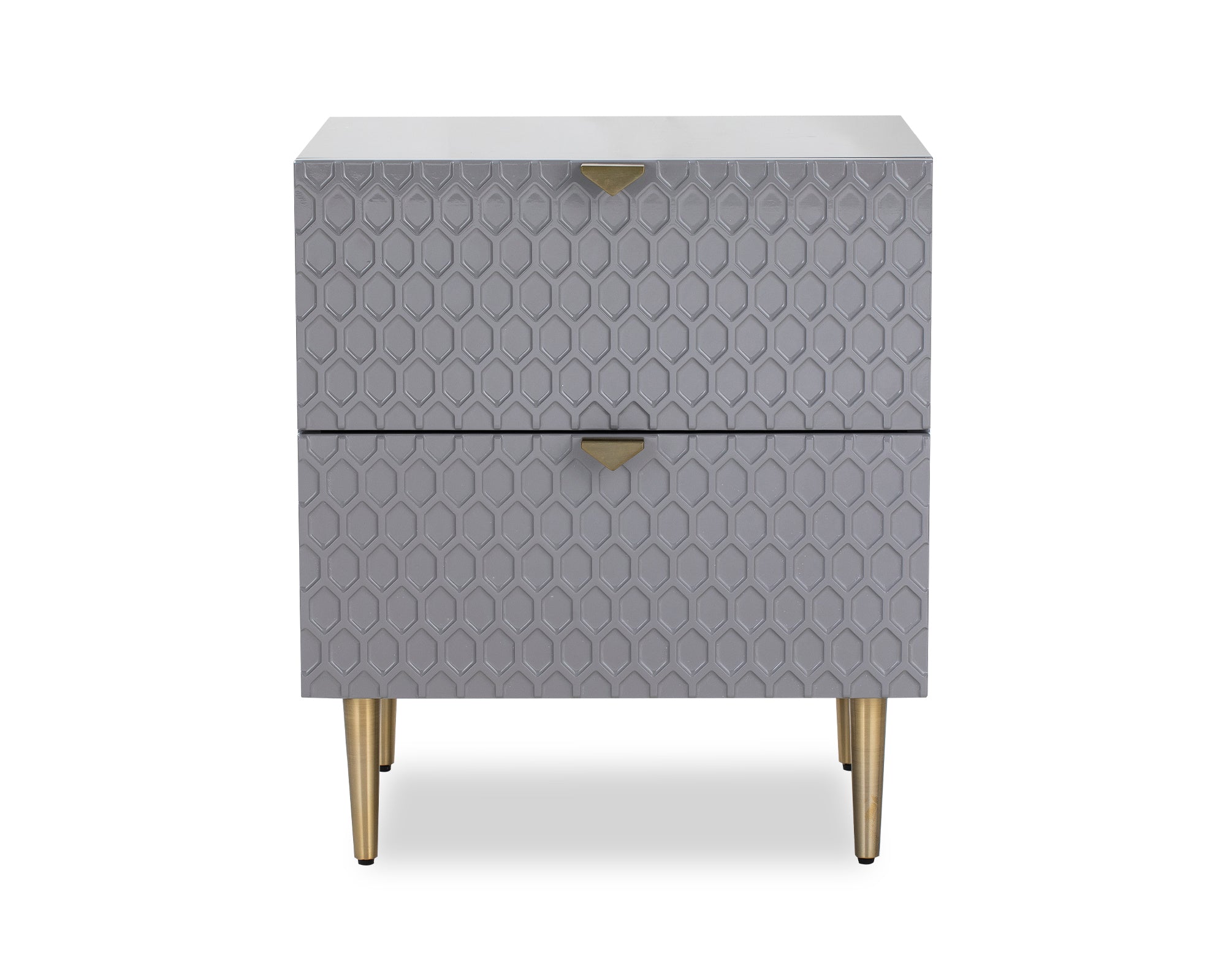 Bolero Bedside Table - Grey High Gloss/Brushed Brass