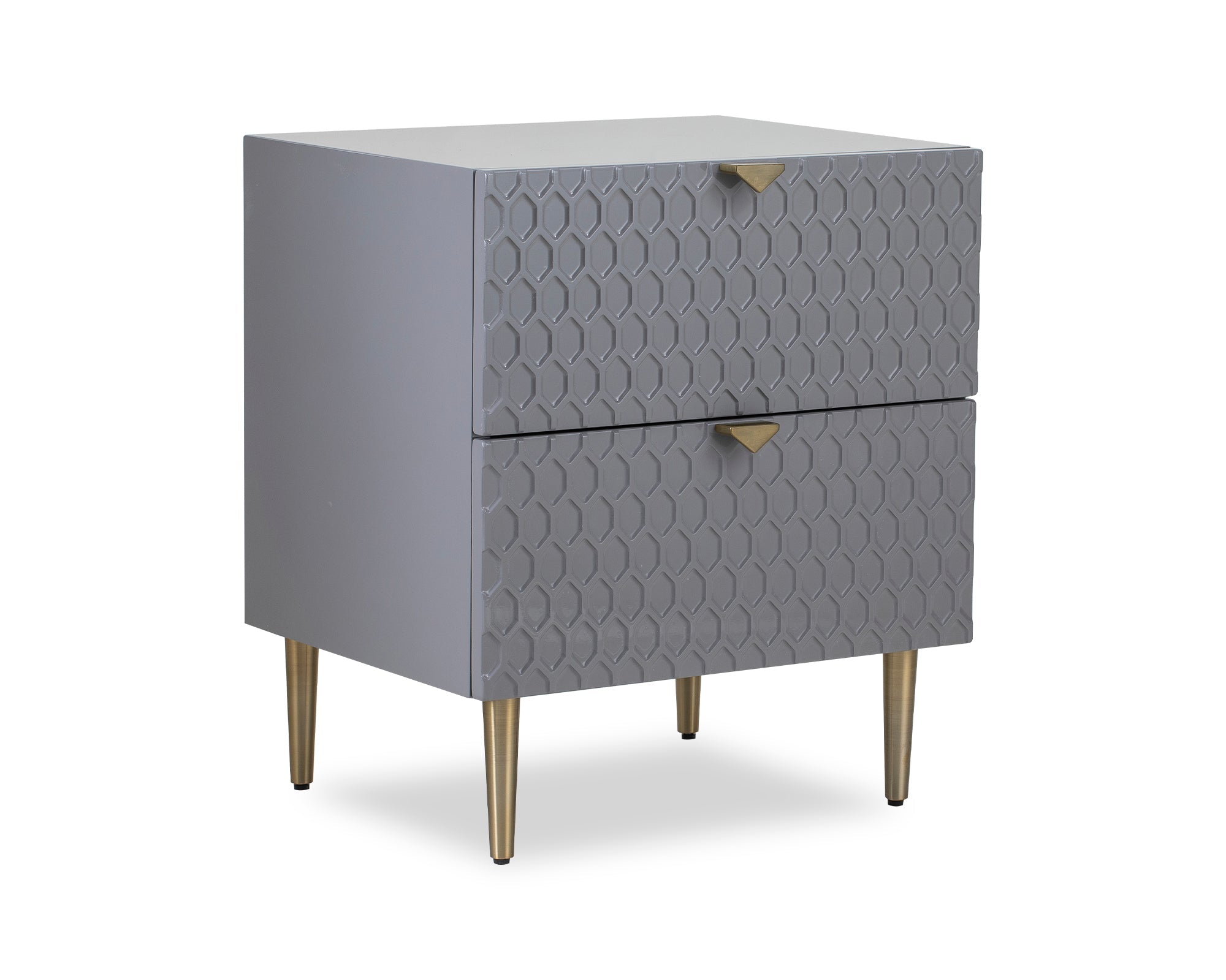 Bolero Bedside Table - Grey High Gloss/Brushed Brass