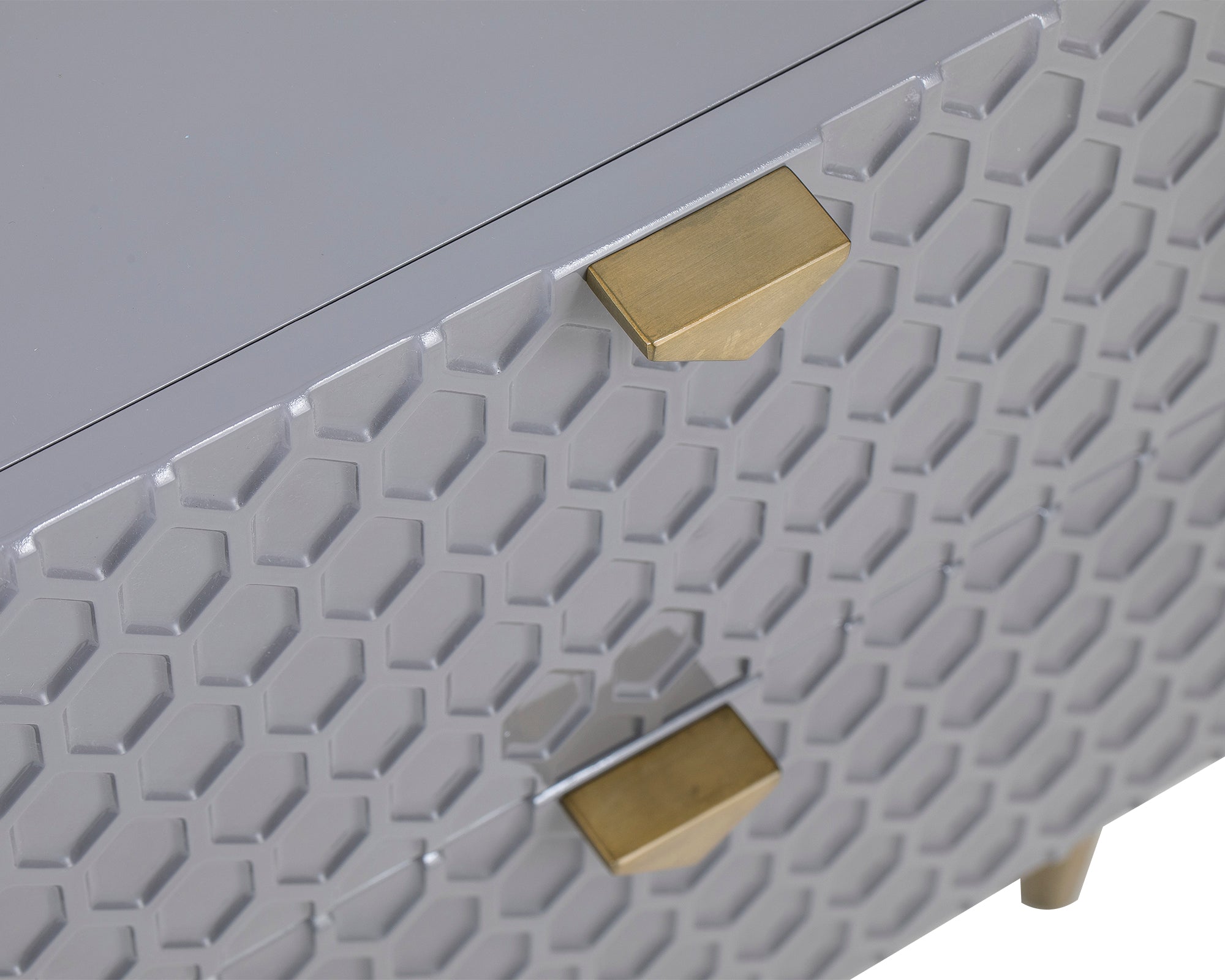 Bolero Bedside Table - Grey High Gloss/Brushed Brass