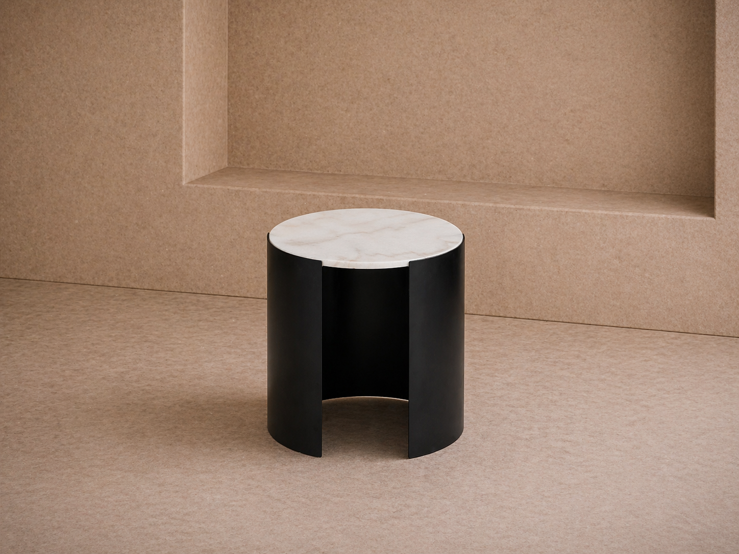 Samba Side Table - White Marble/Industrial Brown