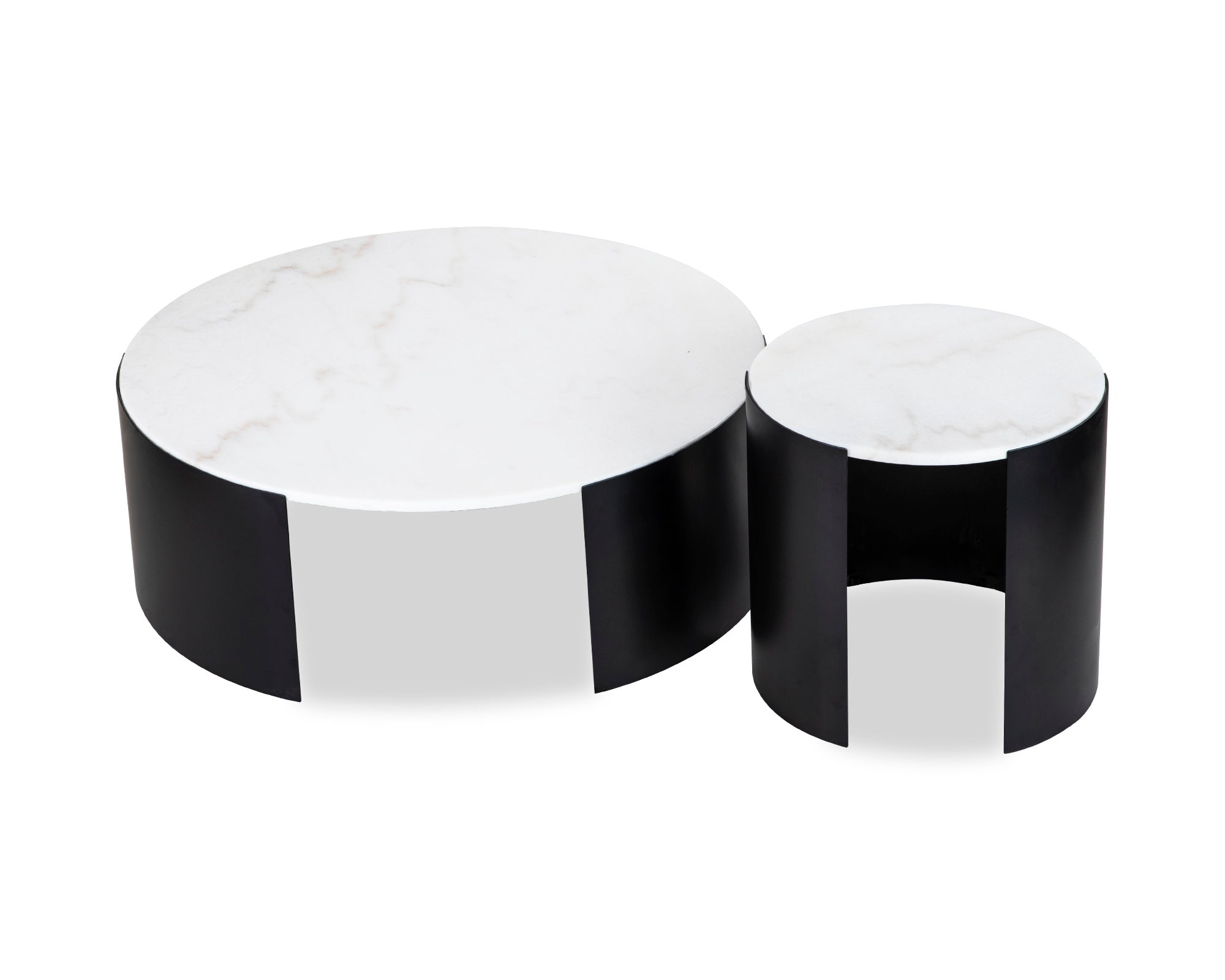 Samba Side Table - White Marble/Industrial Brown