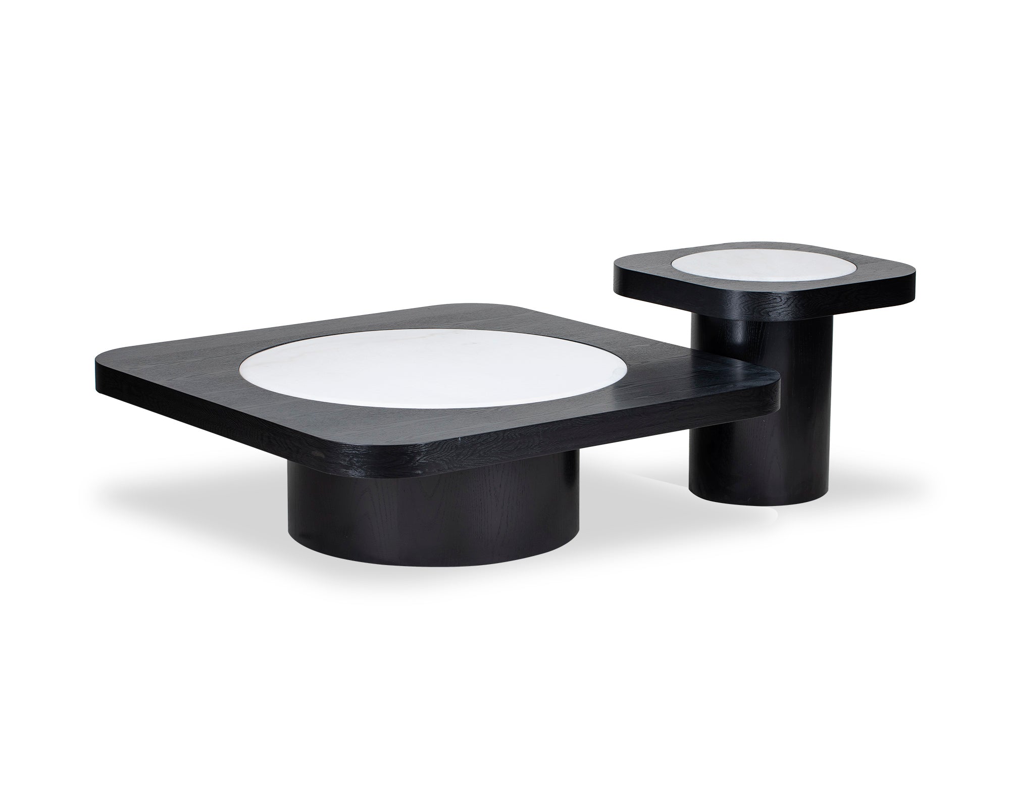 Mythos Side Table - Black Ash Veneer/White Marble