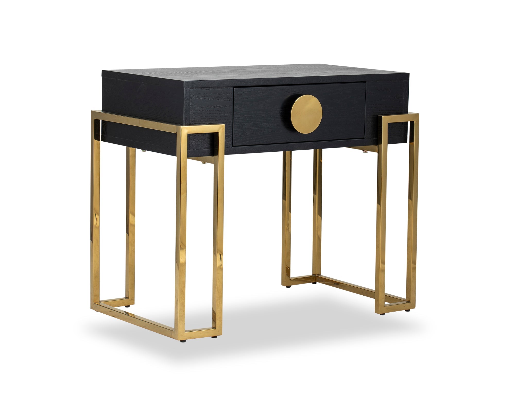 Paradigm Bedside Table - Black Ash Veneer/Polished Brass