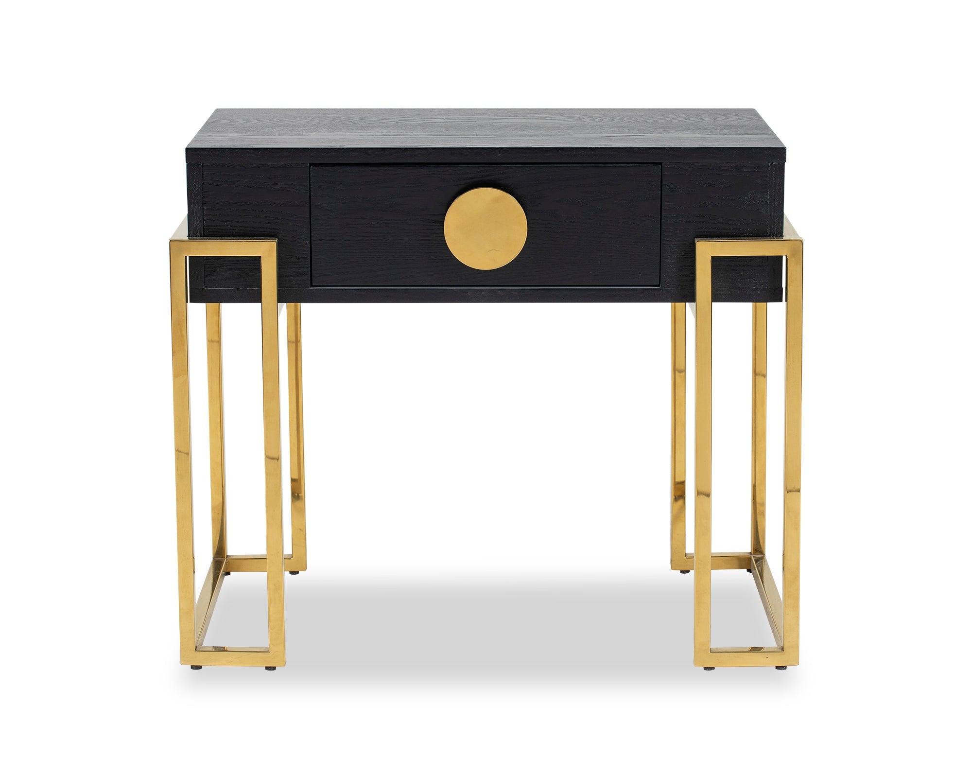 Paradigm Bedside Table - Black Ash Veneer/Polished Brass