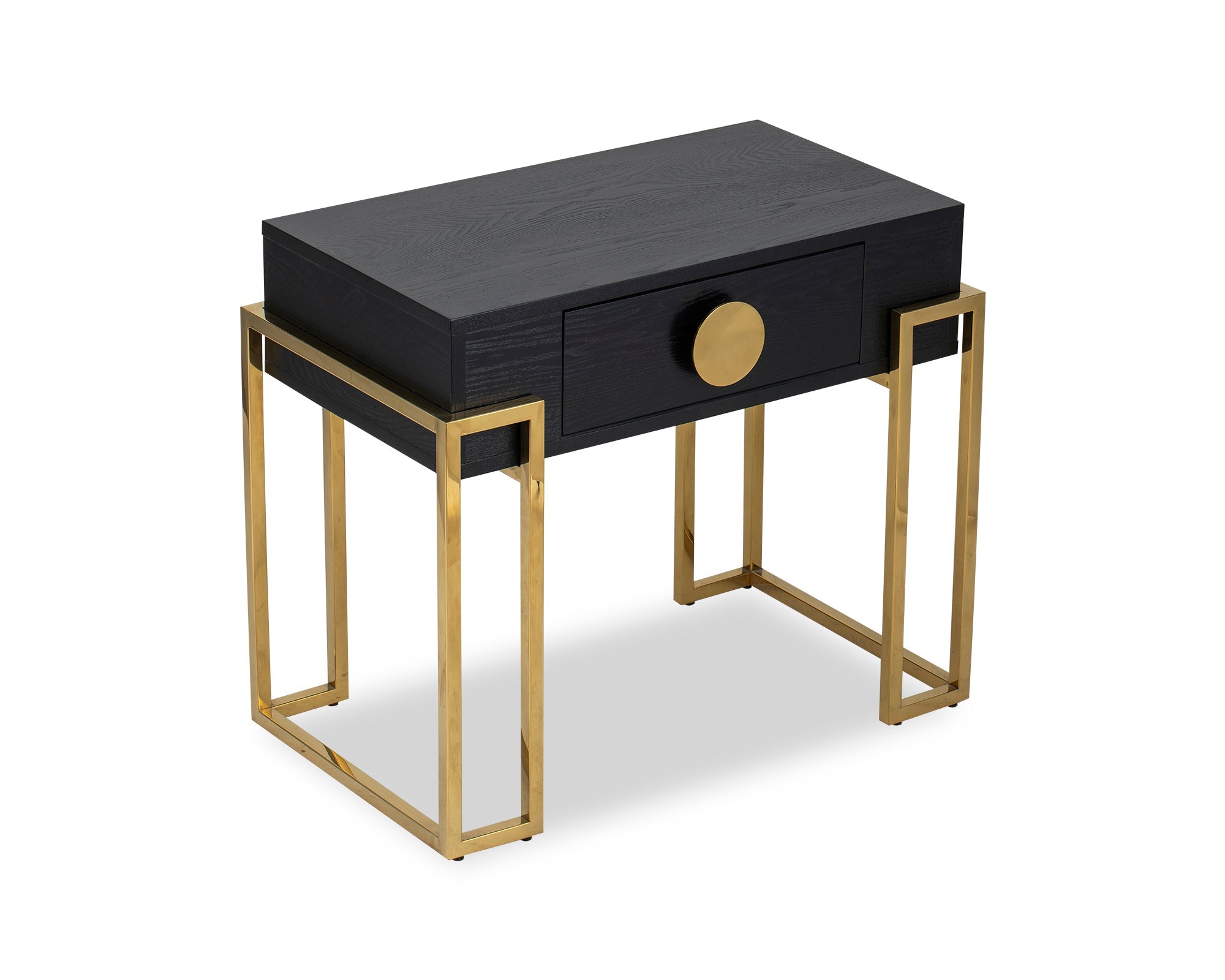 Paradigm Bedside Table - Black Ash Veneer/Polished Brass