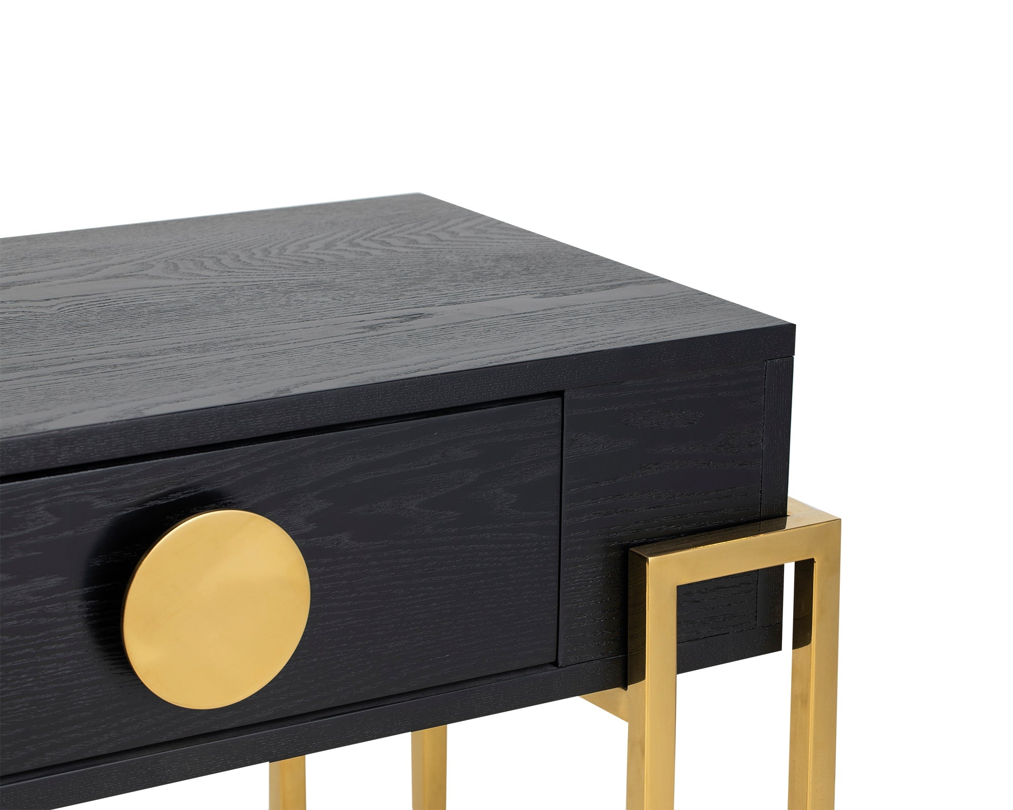 Paradigm Bedside Table - Black Ash Veneer/Polished Brass