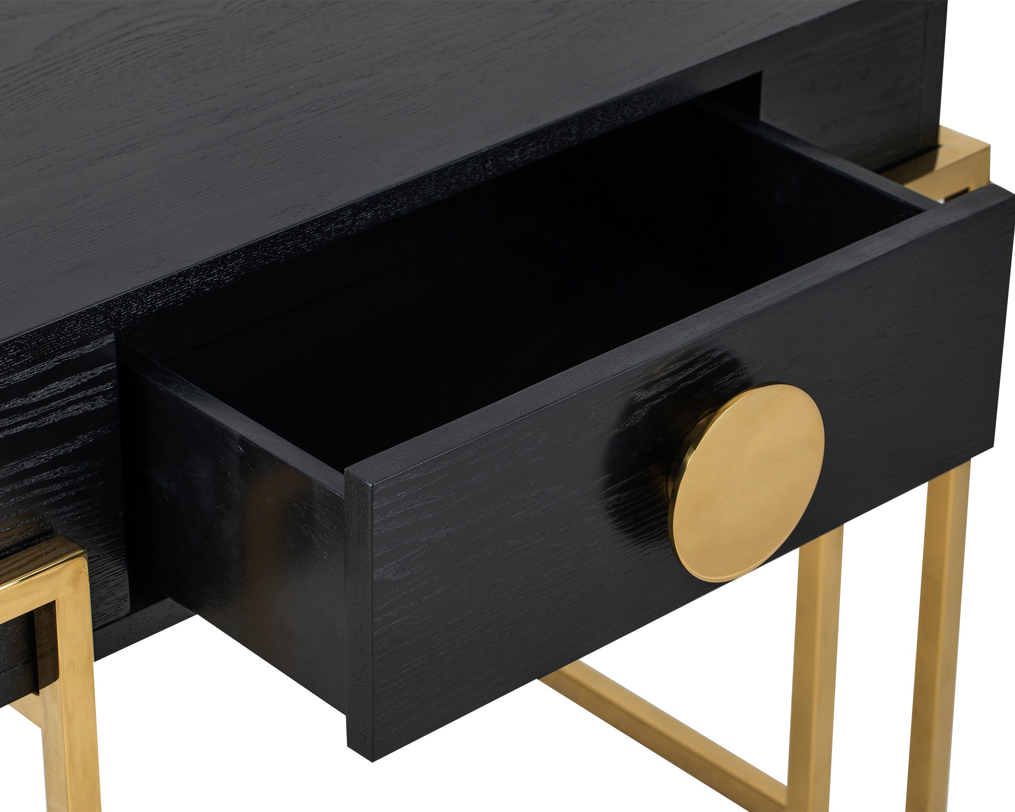 Paradigm Bedside Table - Black Ash Veneer/Polished Brass
