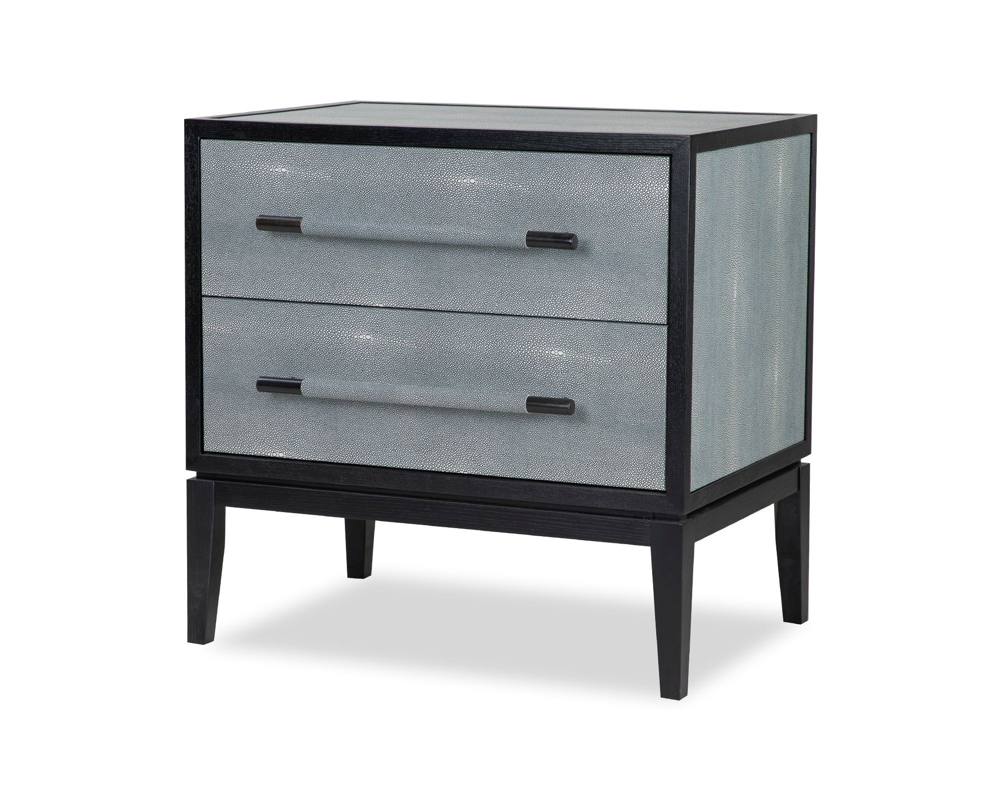 Bologna Bedside Table - Grey Leather Look/Black Ash