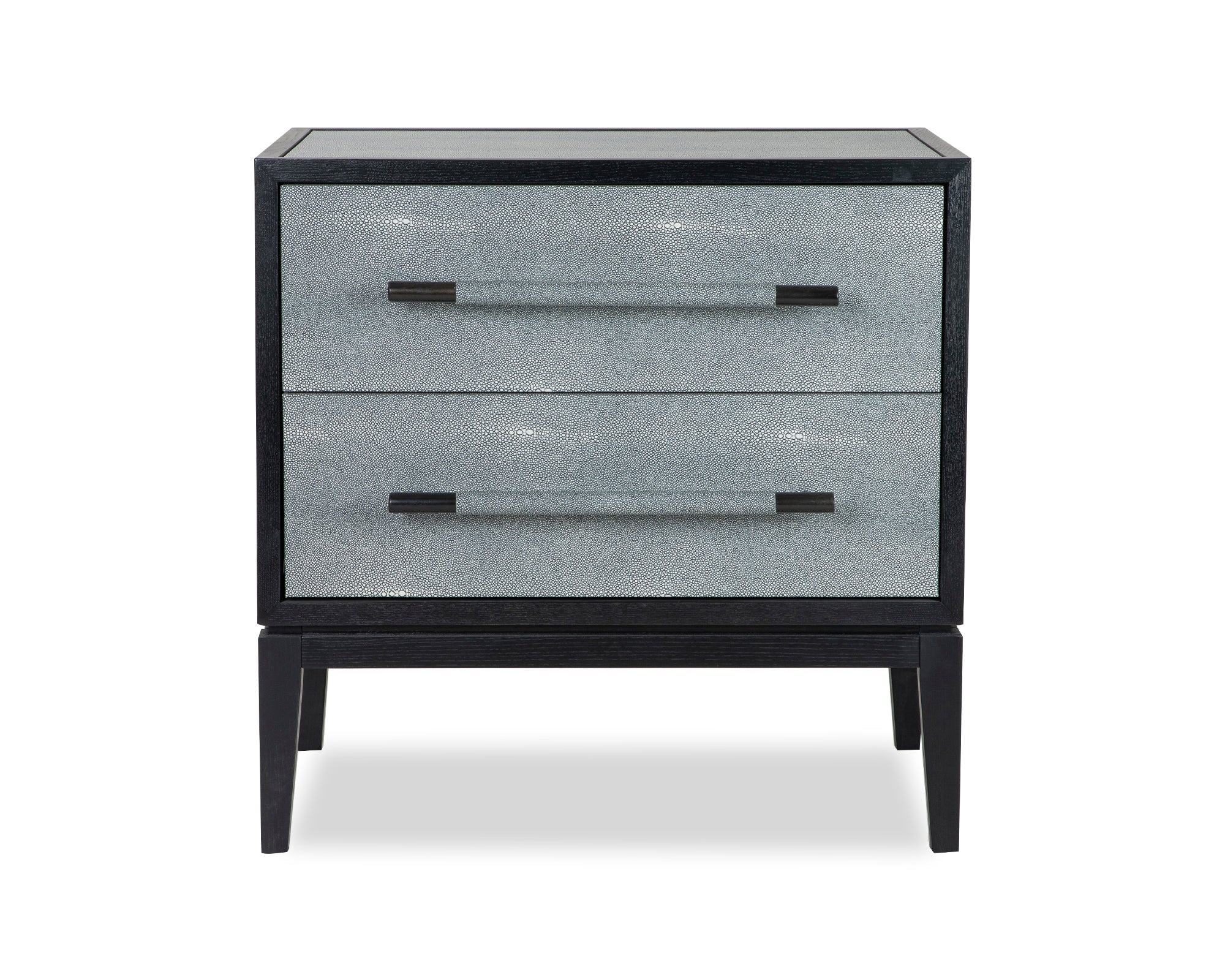 Bologna Bedside Table - Grey Leather Look/Black Ash
