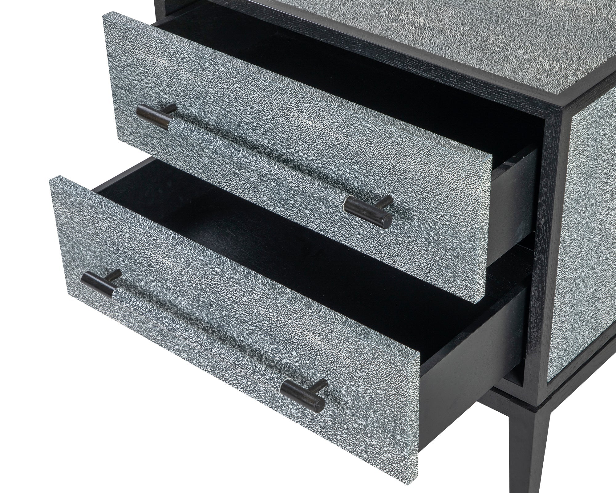 Bologna Bedside Table - Grey Leather Look/Black Ash