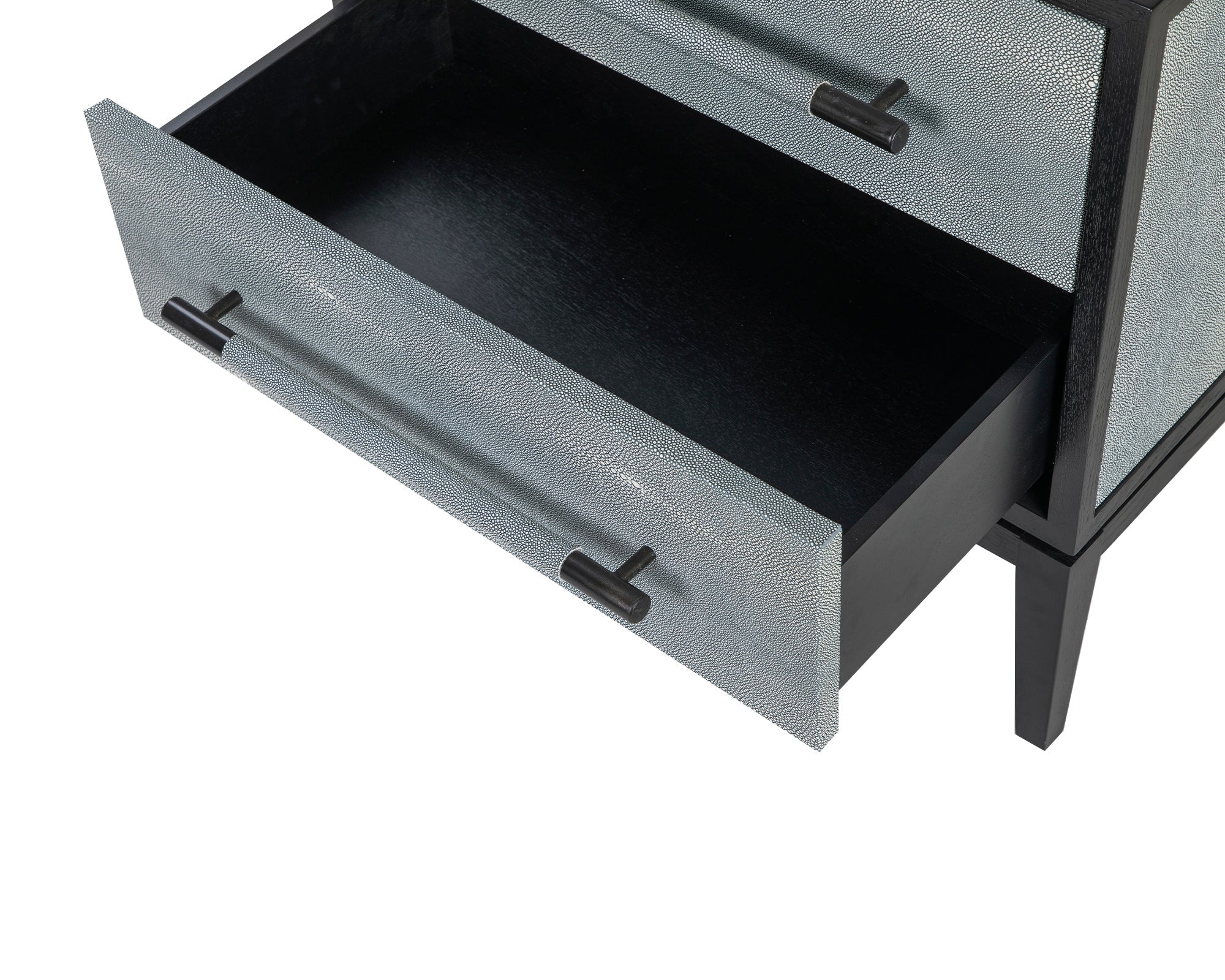 Bologna Bedside Table - Grey Leather Look/Black Ash