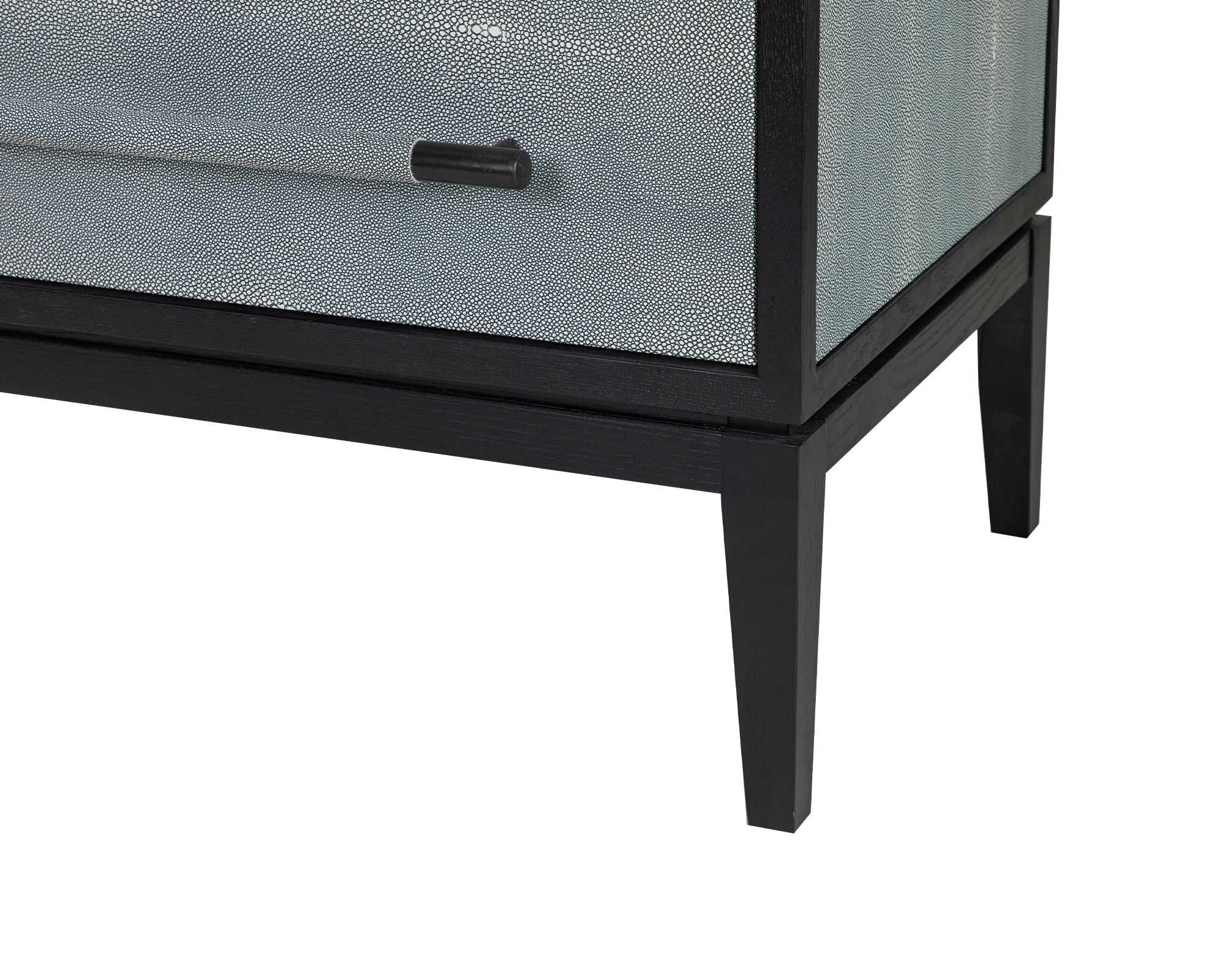 Bologna Bedside Table - Grey Leather Look/Black Ash