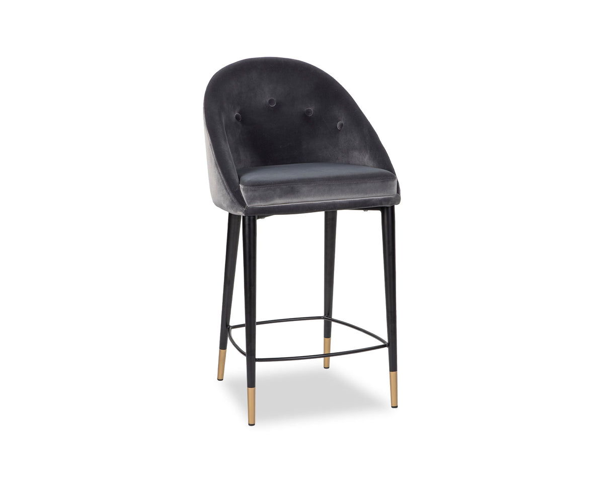Arden Counter Stool - Gainsborough Nickel Grey Velvet