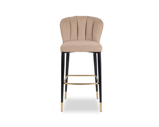 Maya Bar Stool - Kaster Mushroom Velvet