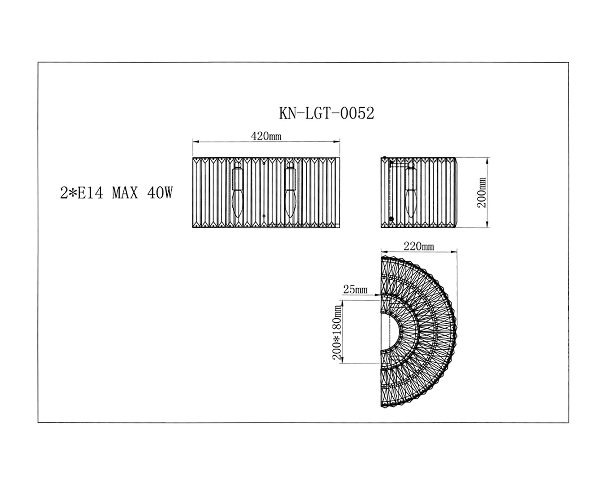Venus Wall Light - Clear Crystal and Matt Black