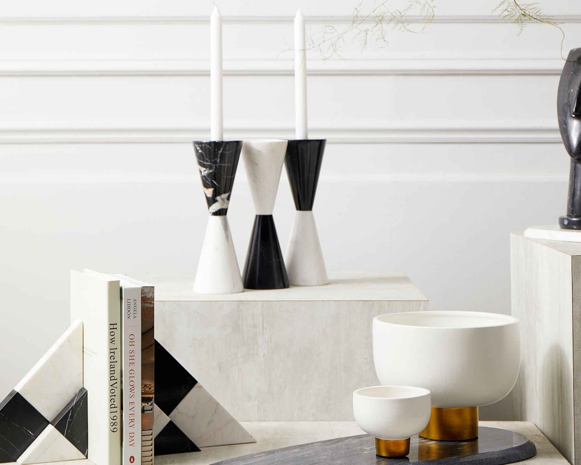 Bond Candle Holder (Single) - Black/White