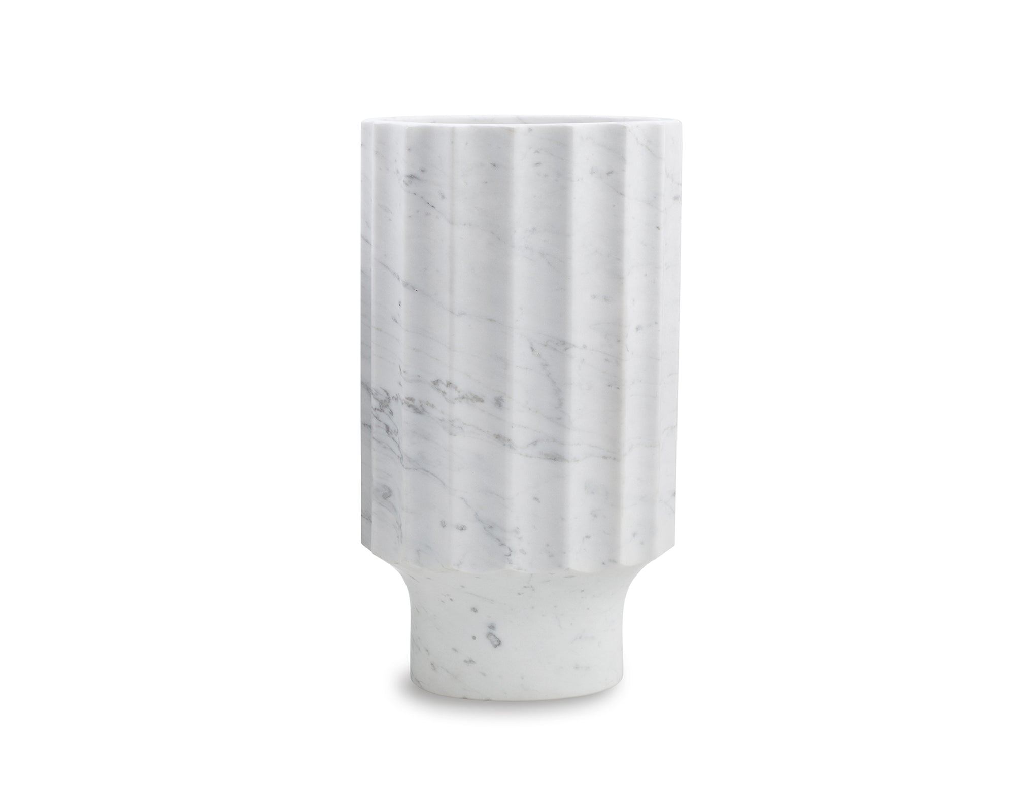 Marmo Fluted Vase I - Natural White