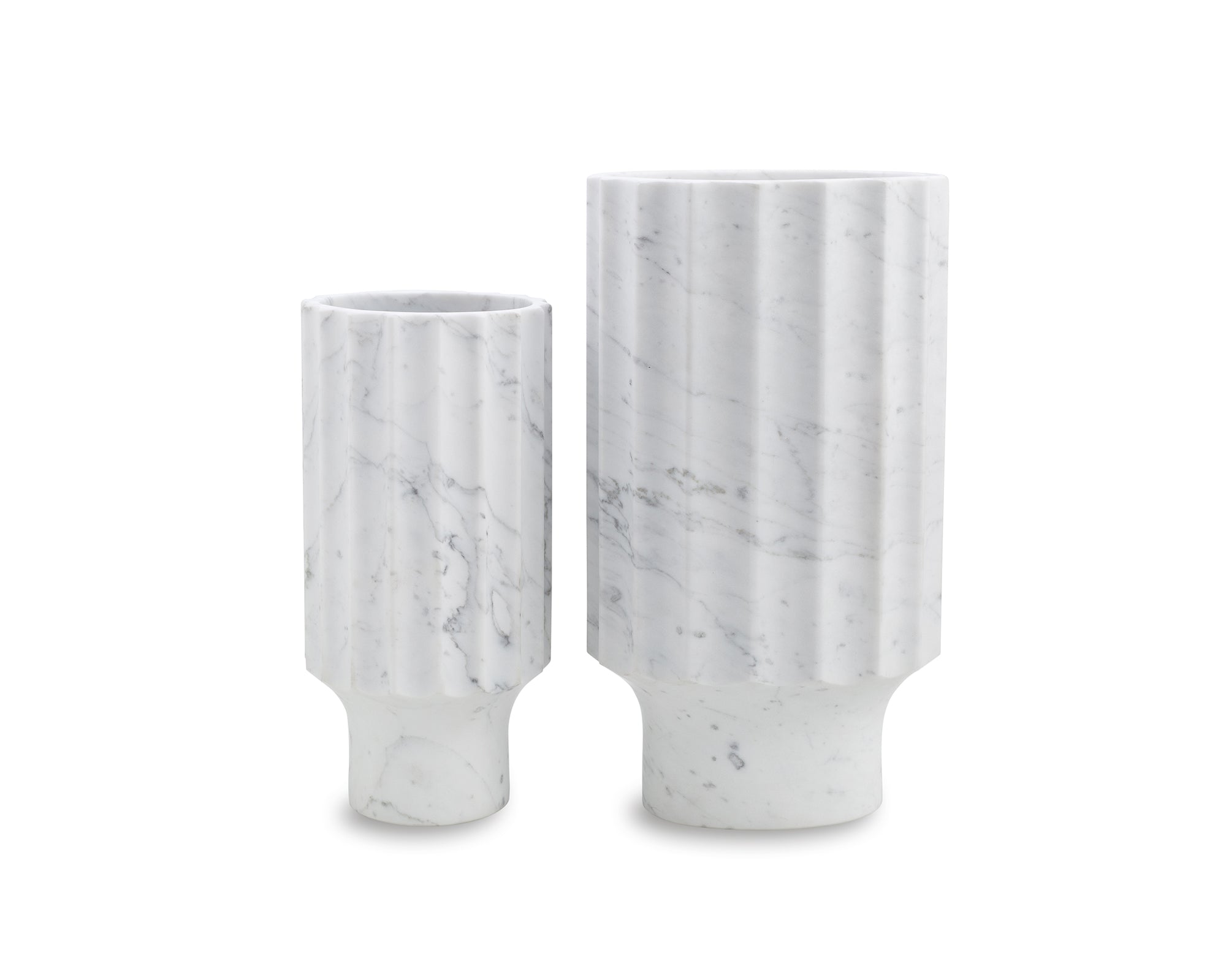 Marmo Fluted Vase I - Natural White
