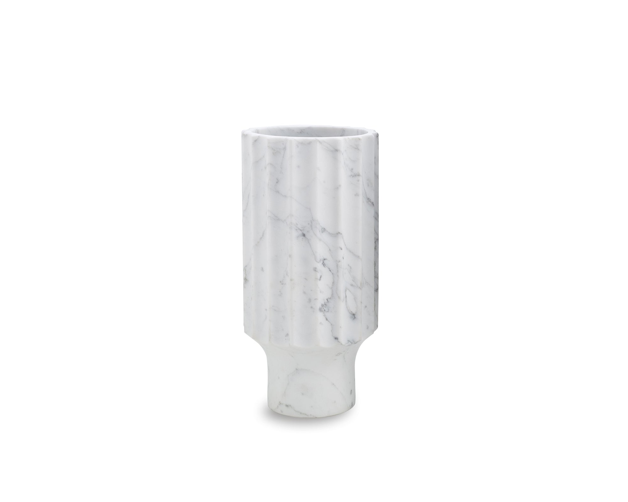 Marmo Fluted Vase II - Natural White