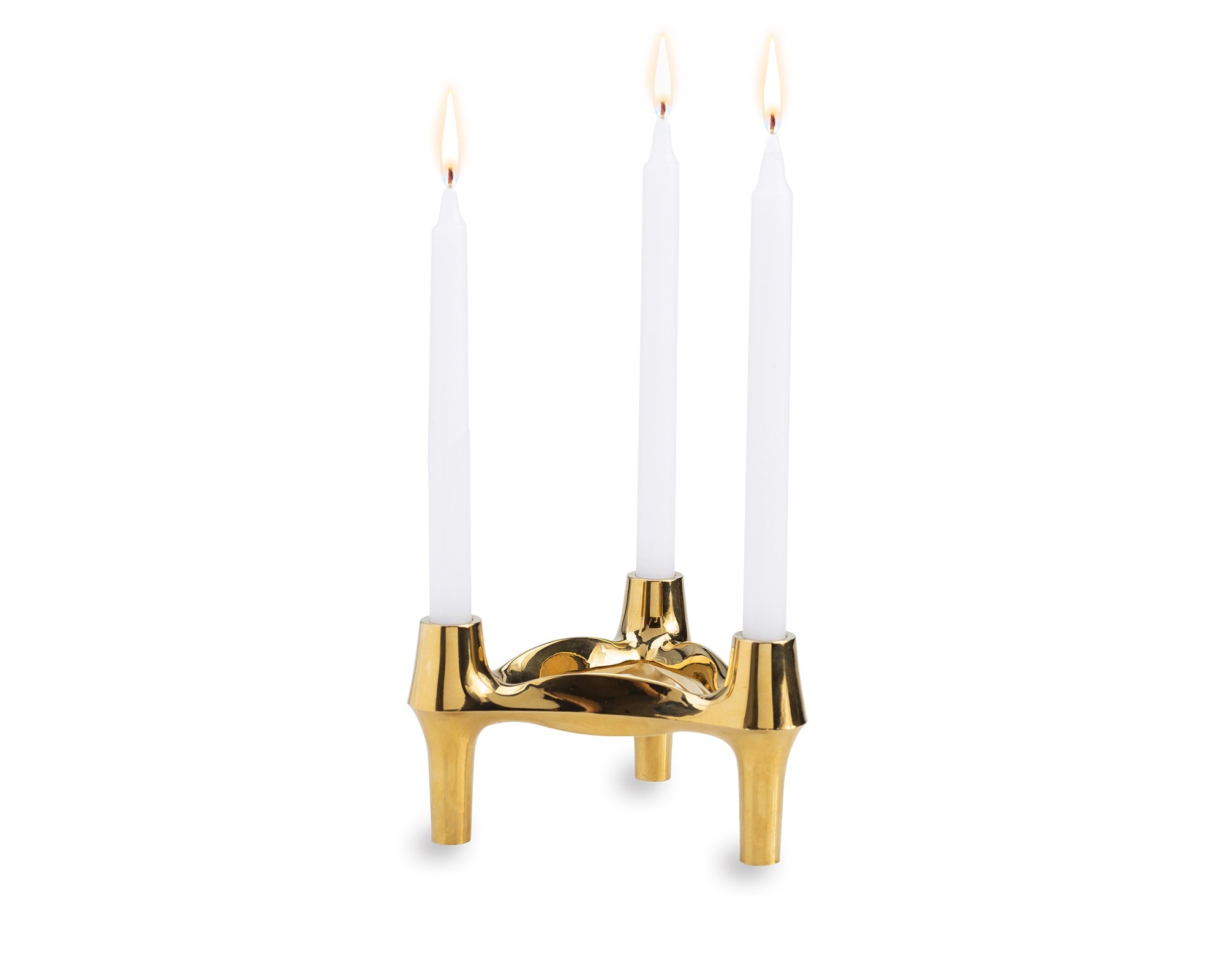 Triangular Candle Holder - Polished Brass