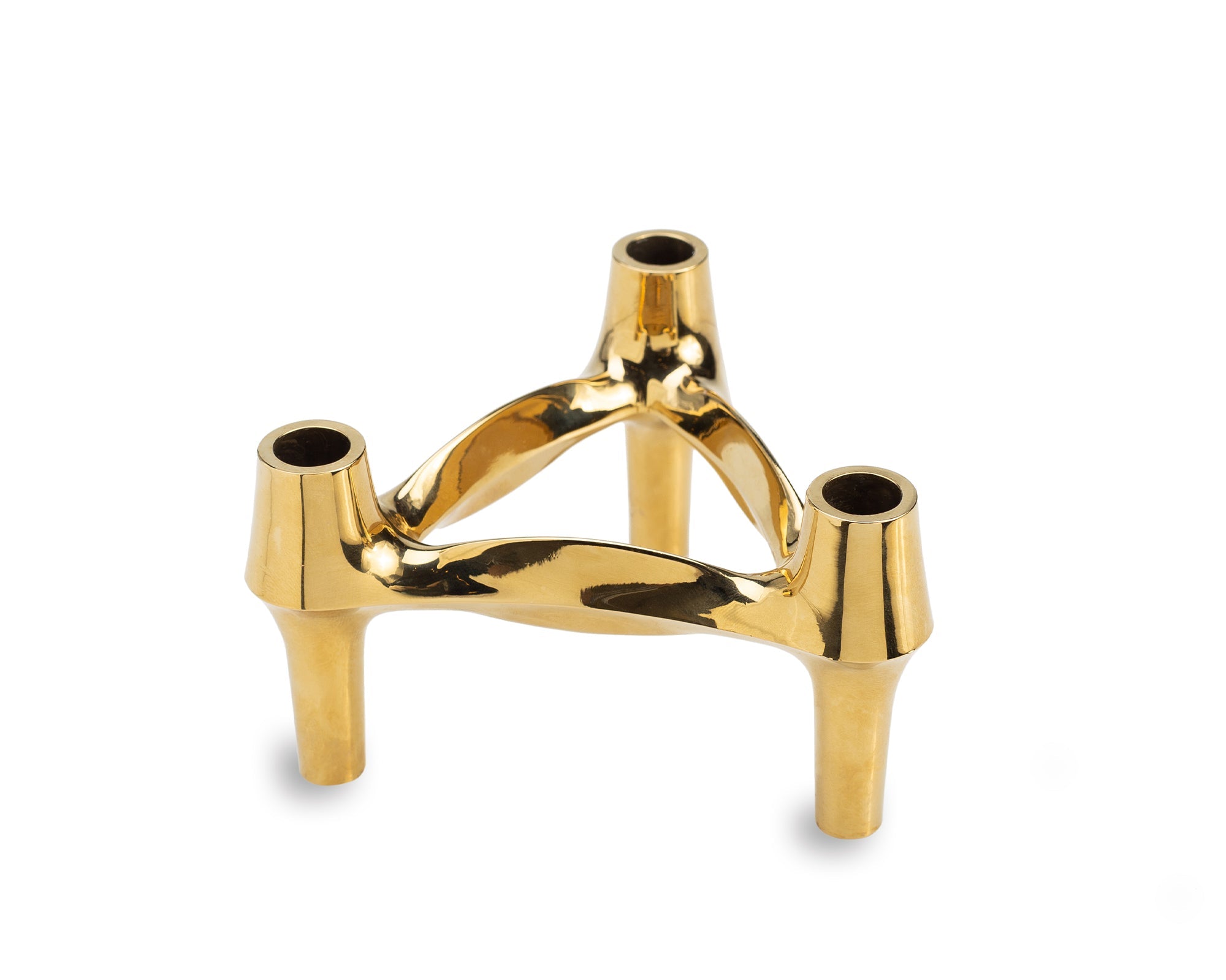 Triangular Candle Holder - Polished Brass