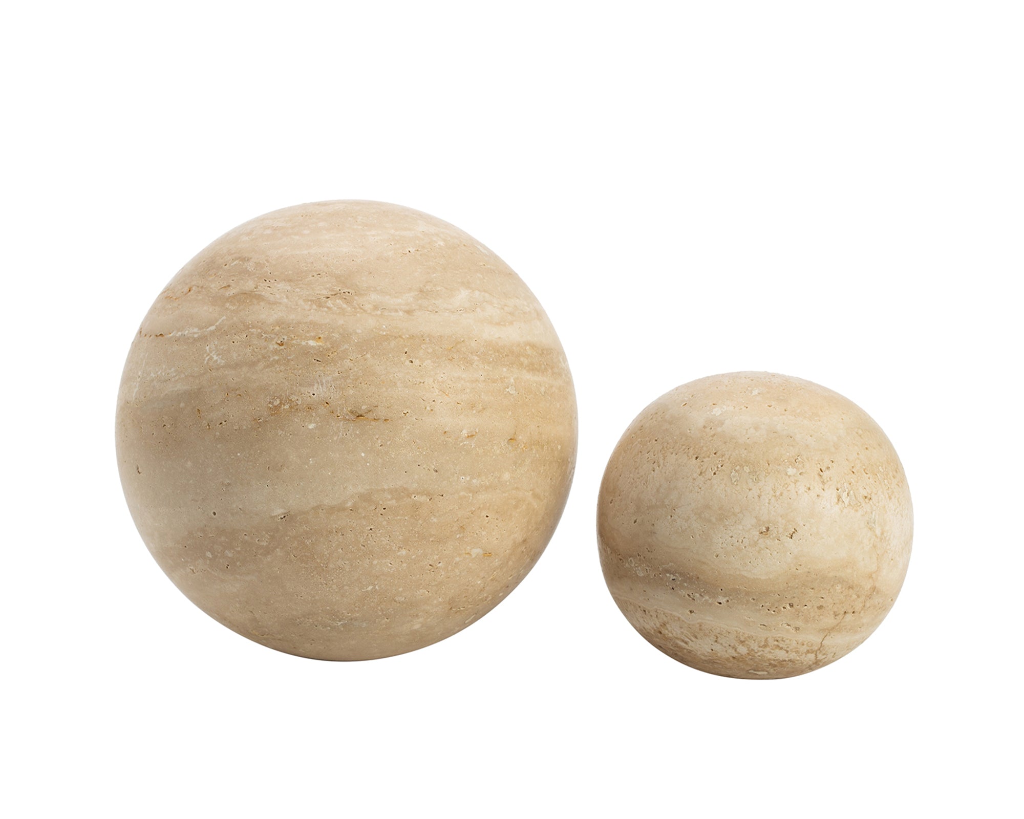 Marble Ball Sculpture - Beige Travertine Marble