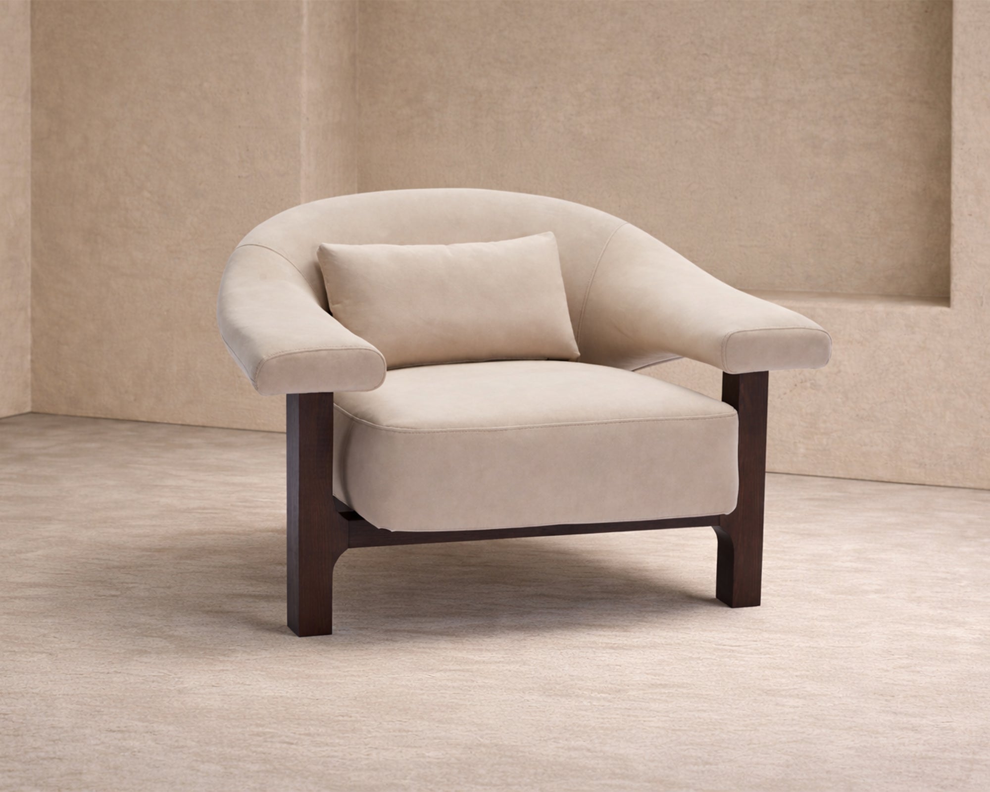 Riviera Occasional Chair - Hopper Desert | Dark Brown Solid Wood