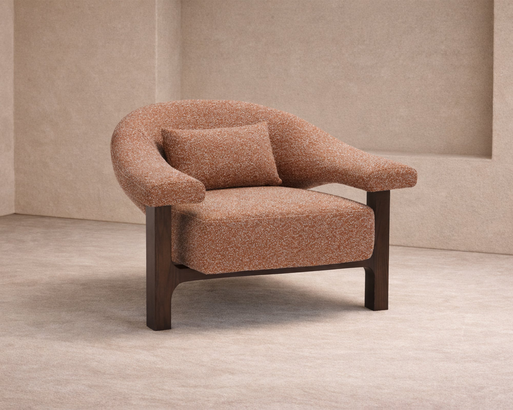 Riviera Occasional Chair - Capela Clay | Dark Brown Solid Wood